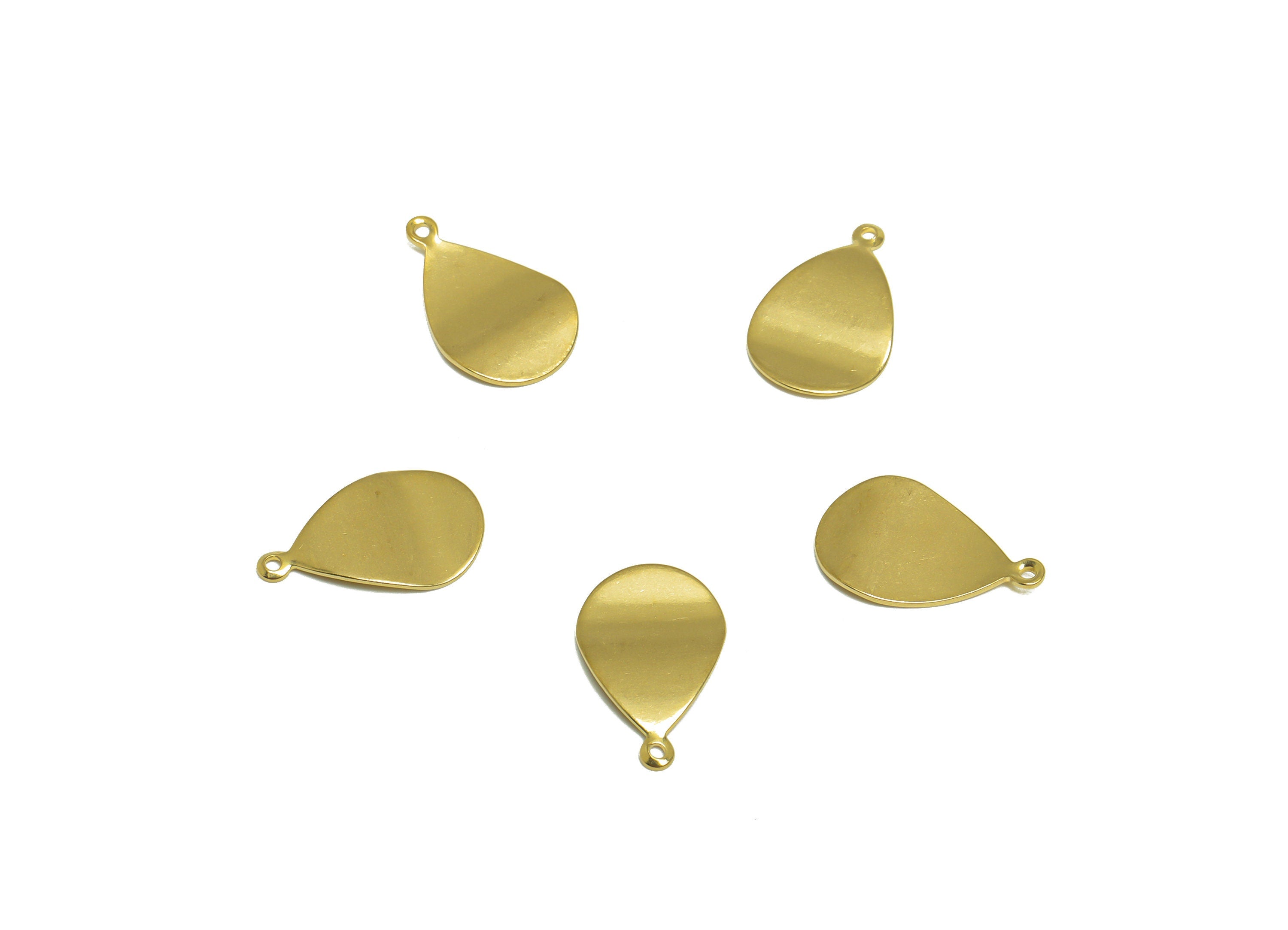 Brass Bent Drop Earring Charm - Raw Brass Teardrop Earring Charm - Brass Bent Teardrop Earring Charm - Earring Finding - 15x9x1mm - PP10289 - DOMEDBAZAAR