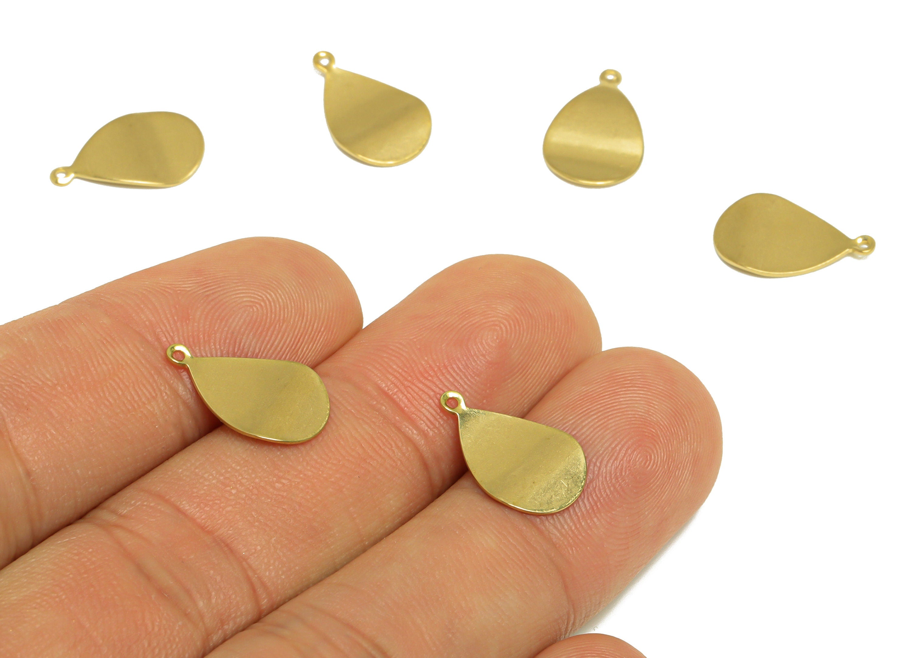 Brass Bent Drop Earring Charm - Raw Brass Teardrop Earring Charm - Brass Bent Teardrop Earring Charm - Earring Finding - 15x9x1mm - PP10289 - DOMEDBAZAAR