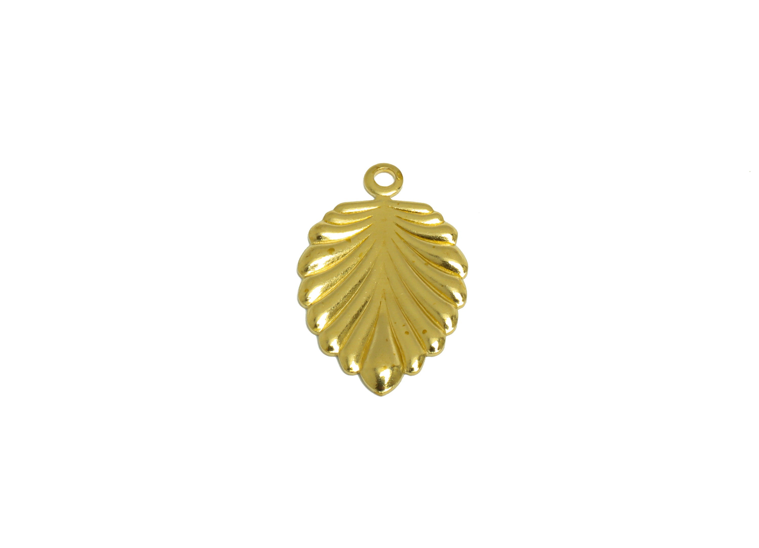 Brass Leaf Earring Charm - Raw Brass Textured Leaf Earring Charm - Brass Botanical Earring Charm - Earring Finding - 19.4x12x0.9mm - PP10275 - DOMEDBAZAAR