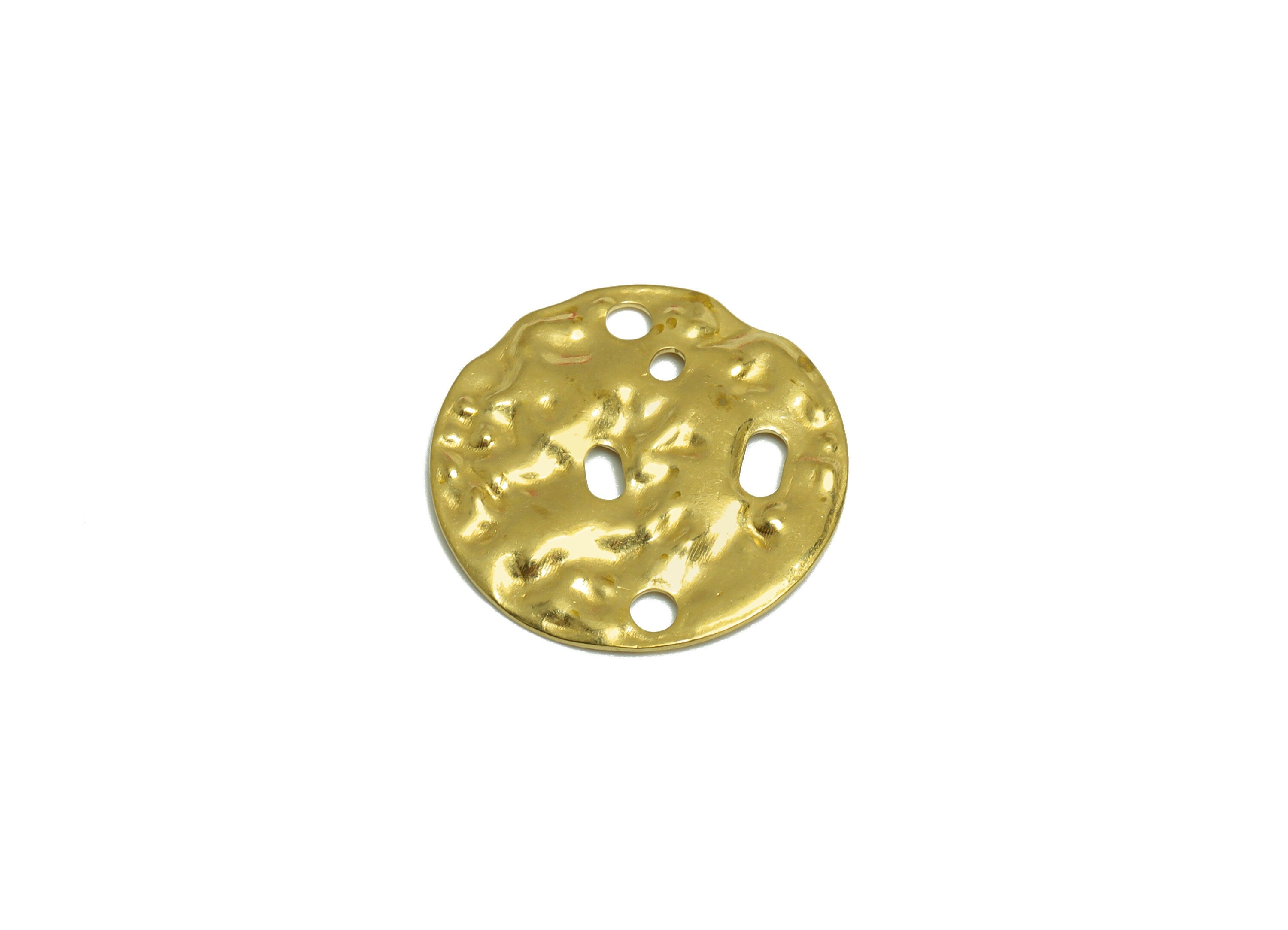 Brass Round Earring Charm - Raw Brass Lunar Surface Earring Charm - Brass Circle Earring Charm With Hole - 19x19x1.2mm - PP10197 - DOMEDBAZAAR