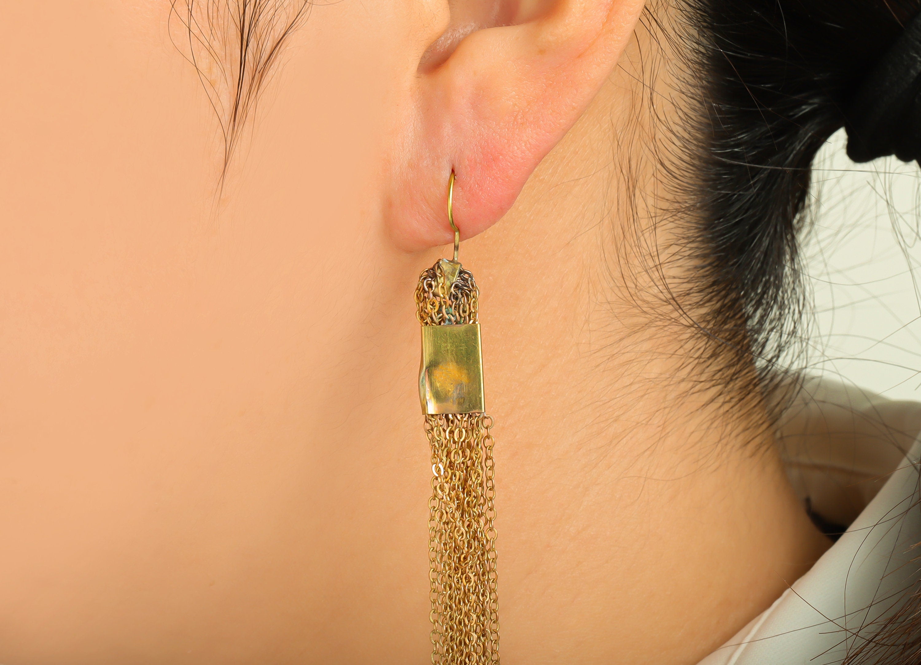 Brass Chian Ear Wire - Brass Tassel Chain Earring Hook - Brass Tassel Earring Wire Hook - Brass Tassel Hook Earring - 108x8.4x4mm - PP10399 - DOMEDBAZAAR