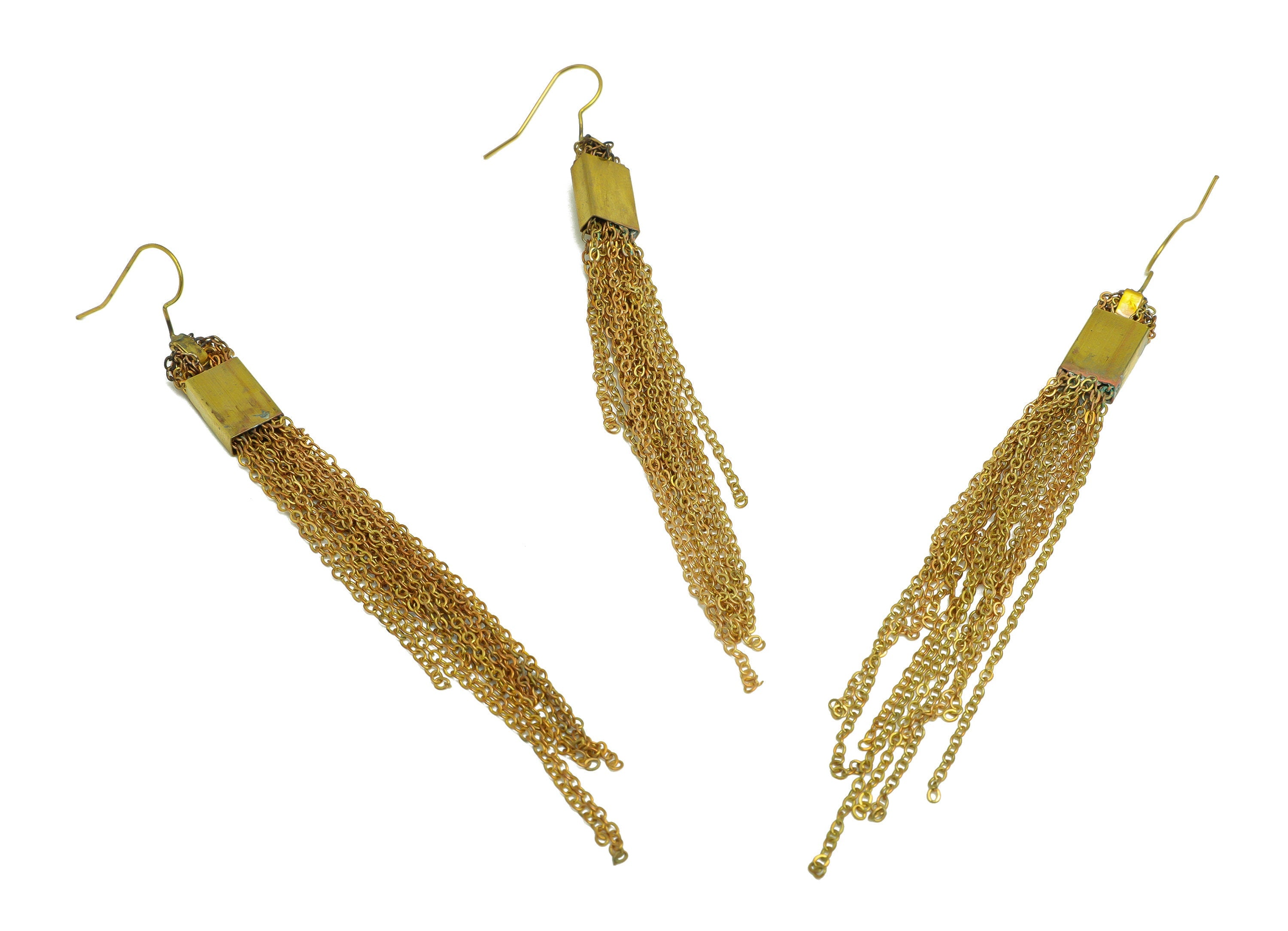 Brass Chian Ear Wire - Brass Tassel Chain Earring Hook - Brass Tassel Earring Wire Hook - Brass Tassel Hook Earring - 108x8.4x4mm - PP10399 - DOMEDBAZAAR