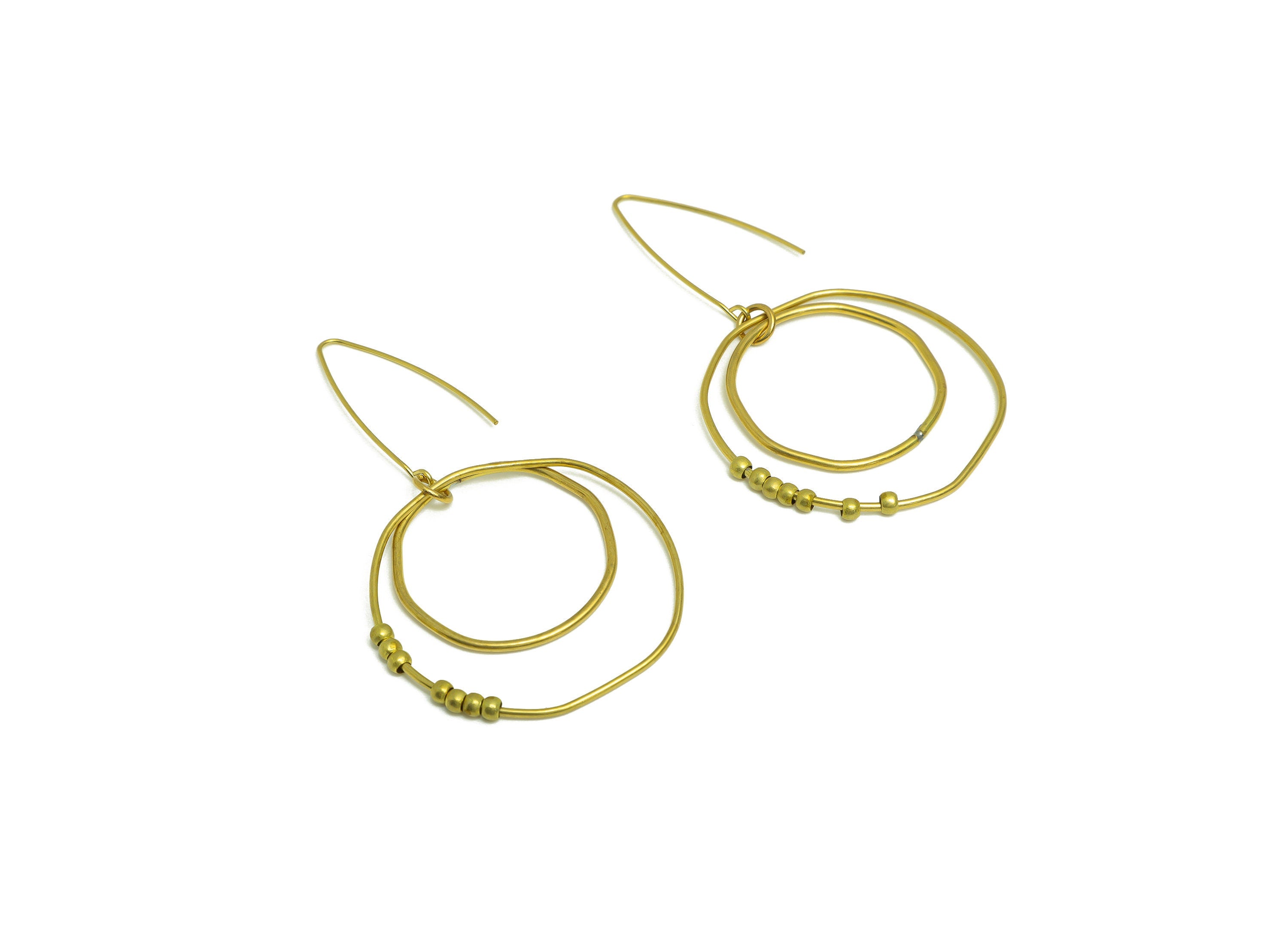 Brass Interlock Ear Wire - Brass Dangle Beaded Earring Hook - Brass Round Earring Hook - Brass Dangle Hook Earring - 74x40x3mm - PP10404 - DOMEDBAZAAR