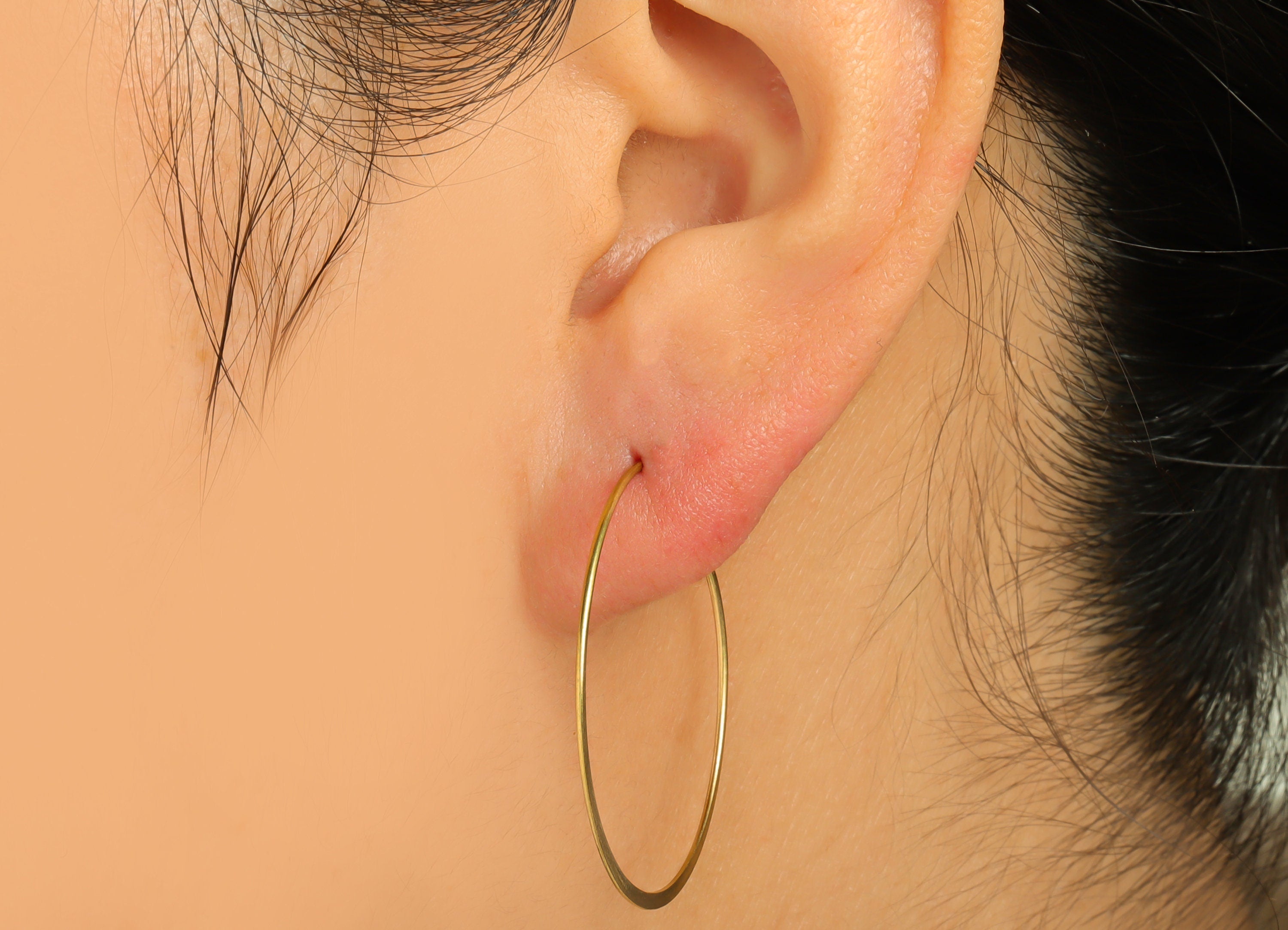 Brass Round Wire Hoop Earring - Raw Brass Hammered Circle Wire Lock Earring - Geometry Wire Hoop Lock Earring Charm - 30x30x0.8mm-PP10420-30 - DOMEDBAZAAR