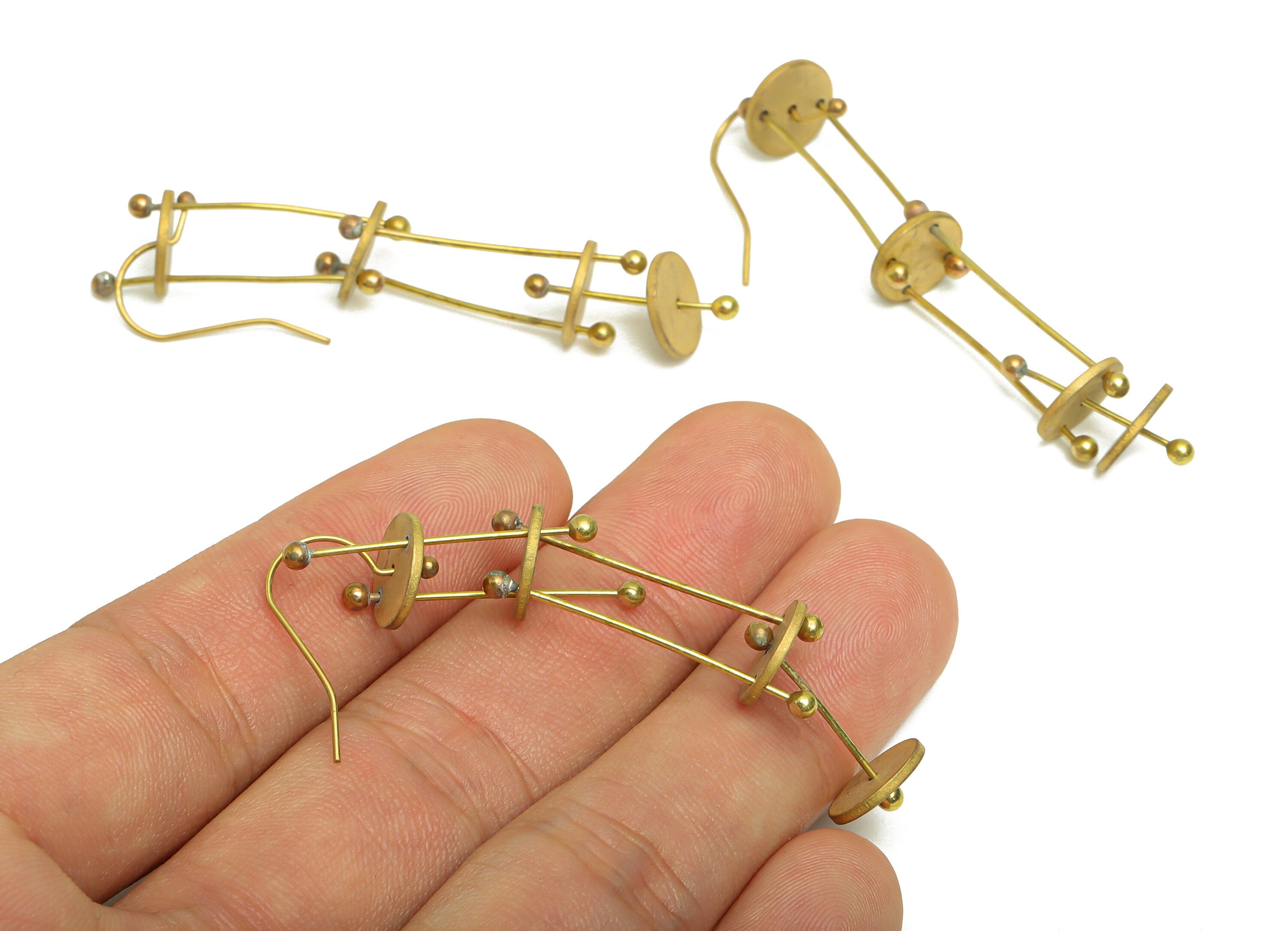 Brass Interlock Ear Wire - Brass Dangle Rond Earring Hook - Brass Wire Earring Hook - Brass Dangle Hook Earring - 67x10x1mm - PP10400 - DOMEDBAZAAR