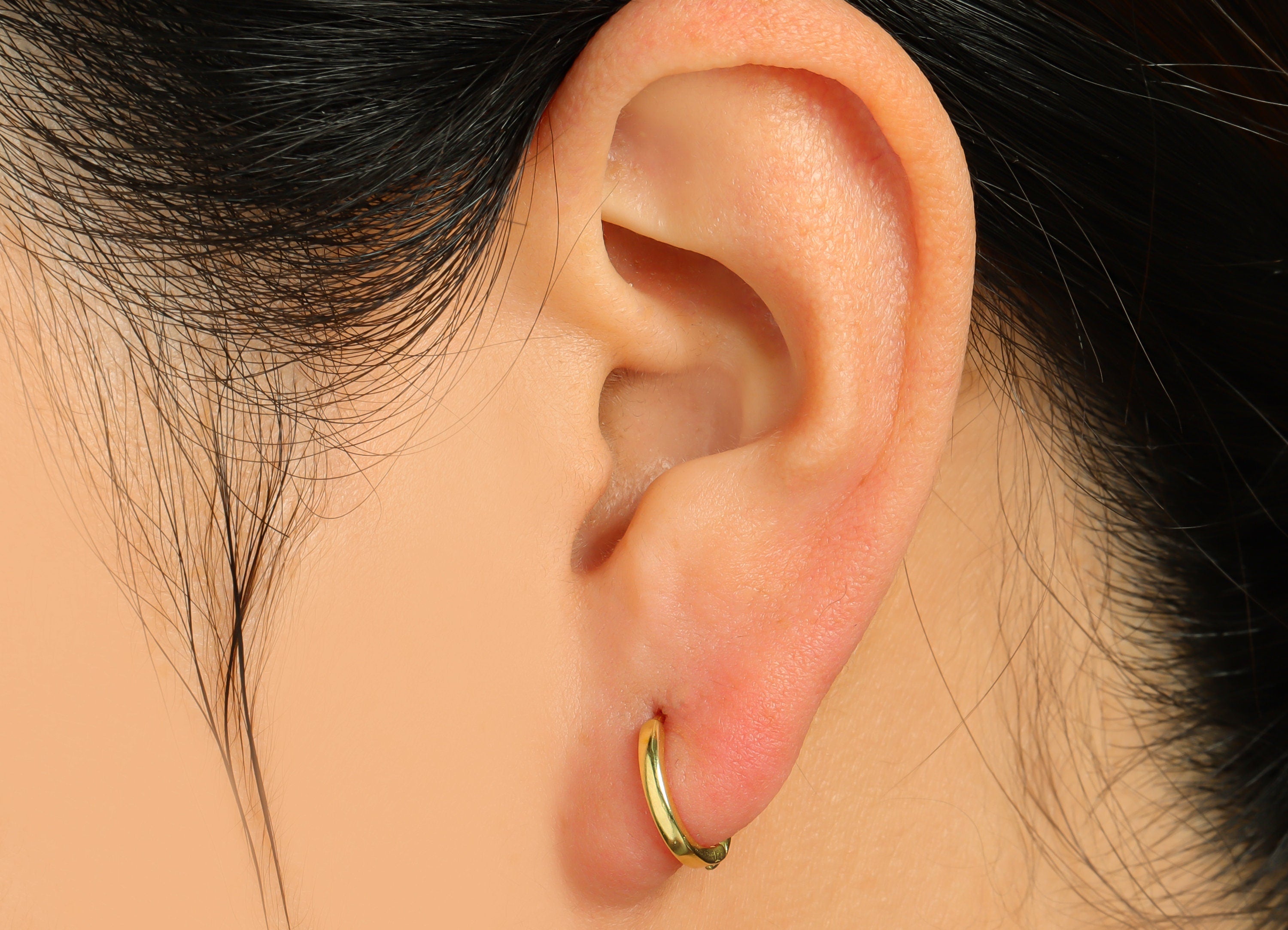 Brass Round Huggie Hoop Earring - Raw Brass Circle Hoop Earring - Brass Minimalist Huggie Hoop Clasp Earring - 12x11.4x1.74mm - PP10021 - DOMEDBAZAAR