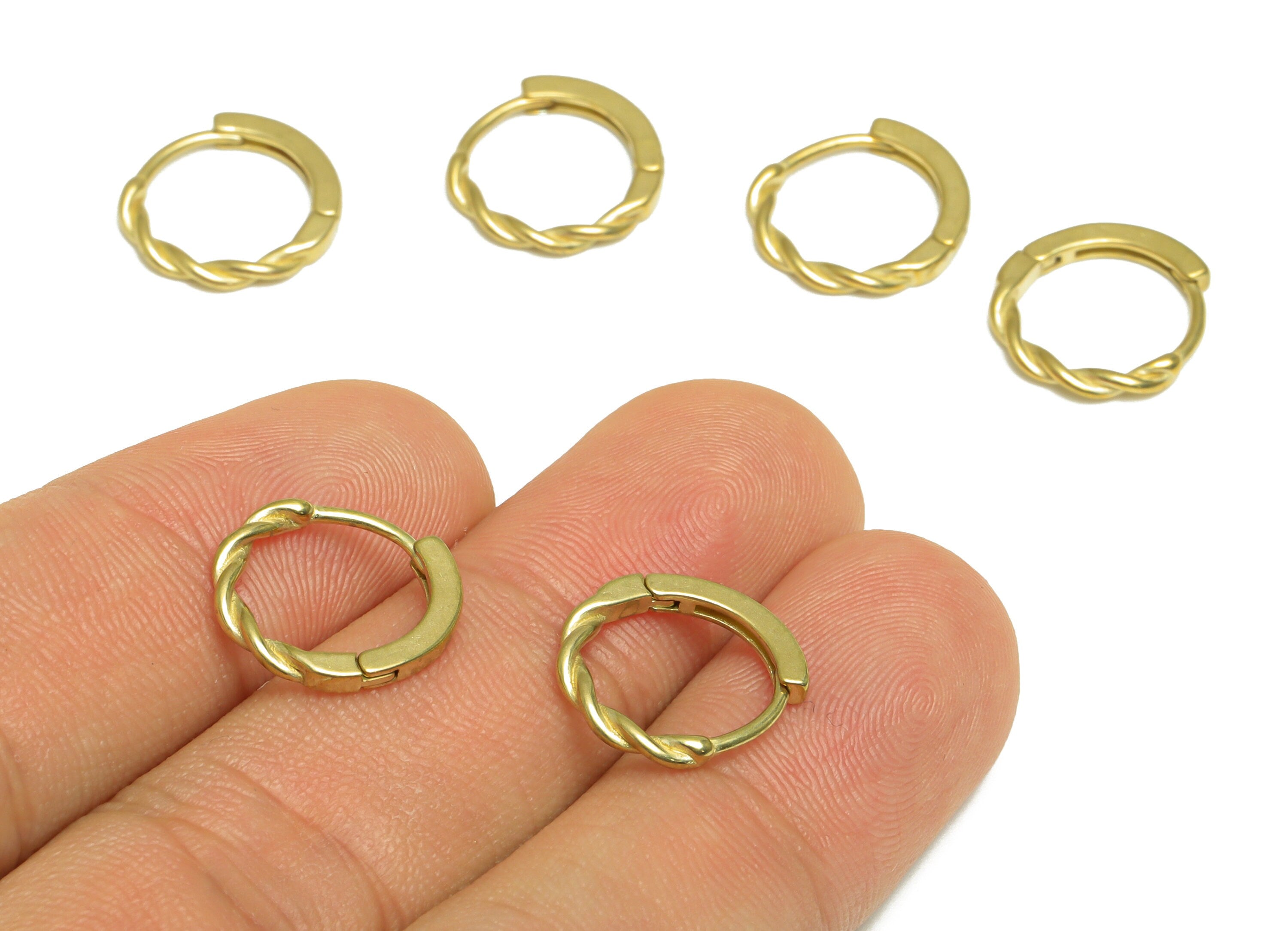 Brass Huggie Hoop Earring - Raw Brass Hoop Round Earring - Brass Twisted Wire Hoop Huggie Earring - Hoop Huggie Earring - 13x13x1mm -PP10132 - DOMEDBAZAAR