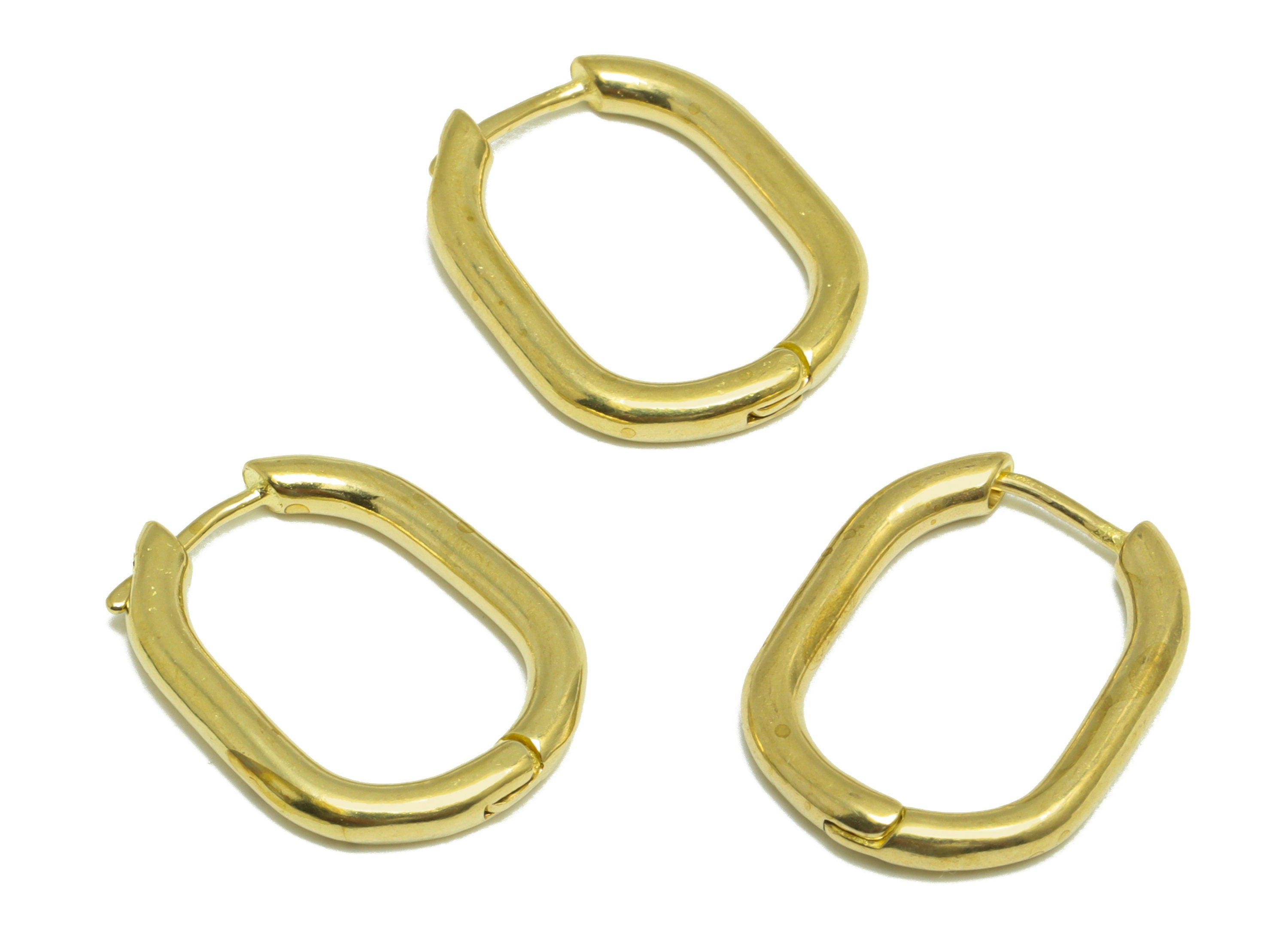 Brass Huggie Hoop Earring - Raw Brass Hoop Oval Rectangle Earring - Rectangle Huggie Earring - Geometry Huggie Clasp - 21x16x2mm - PP10023 - DOMEDBAZAAR
