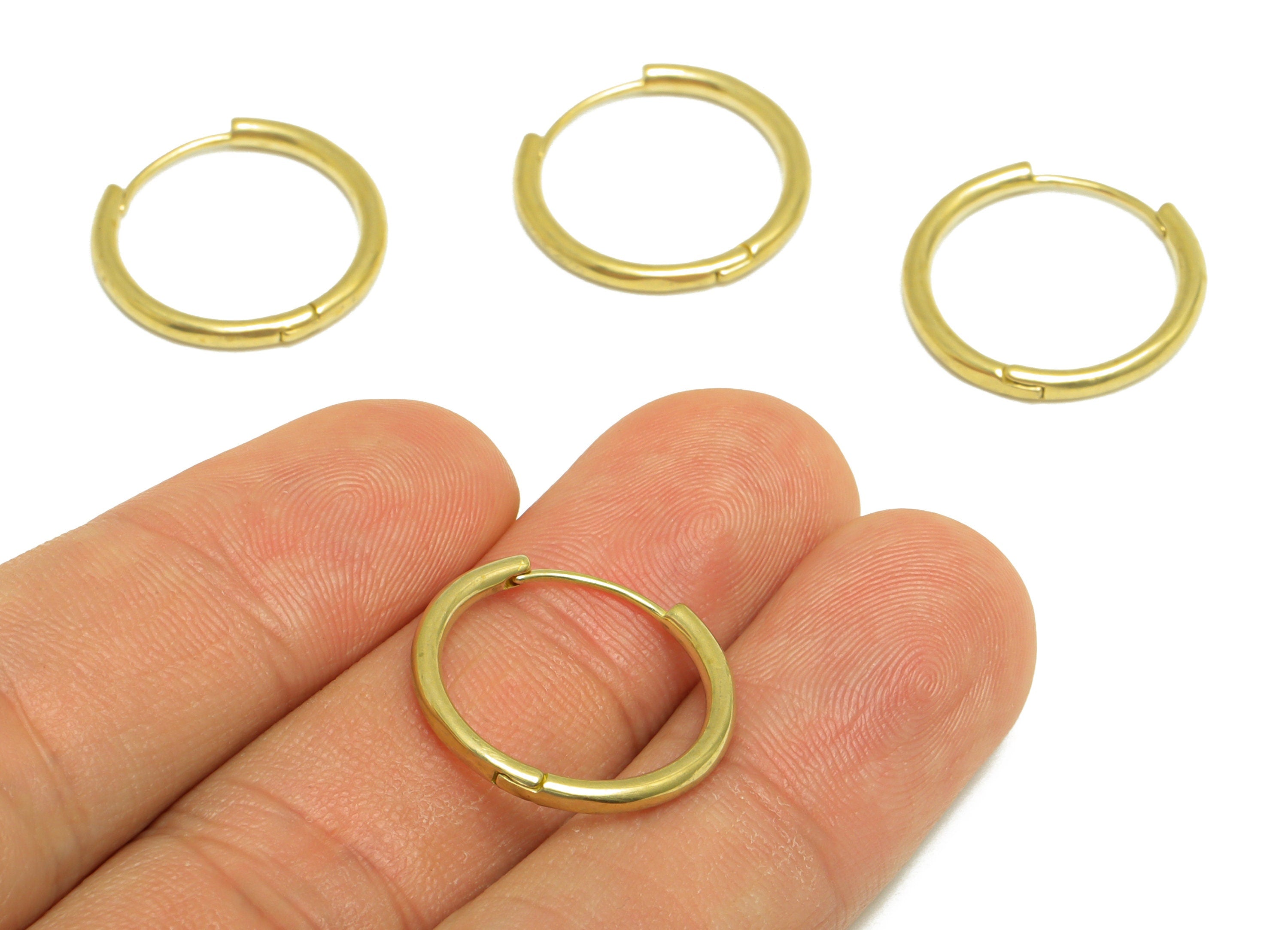 Brass Huggie Hoop Earring - Raw Brass Hoop Round Earring - Brass Minimalist Hoop Huggie Earring - Hoop Huggie Earring - 19x19x2mm - PP10146 - DOMEDBAZAAR