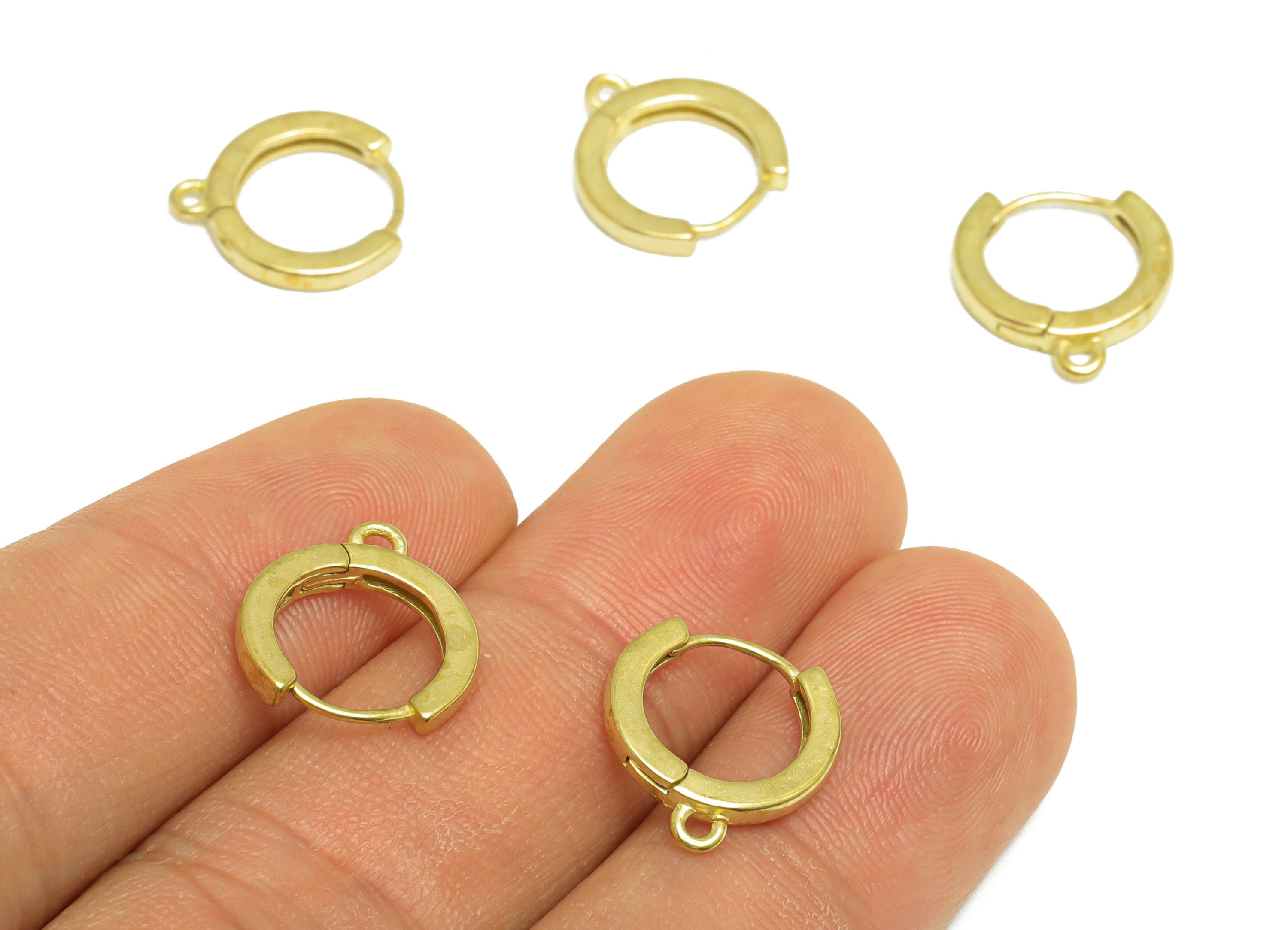 Brass Huggie Hoop Earring - Raw Brass Hoop Round Earring - Huggie Earring With loop - Earring With Loop For Tassel - 14.2x12.9x1mm - PP10149 - DOMEDBAZAAR