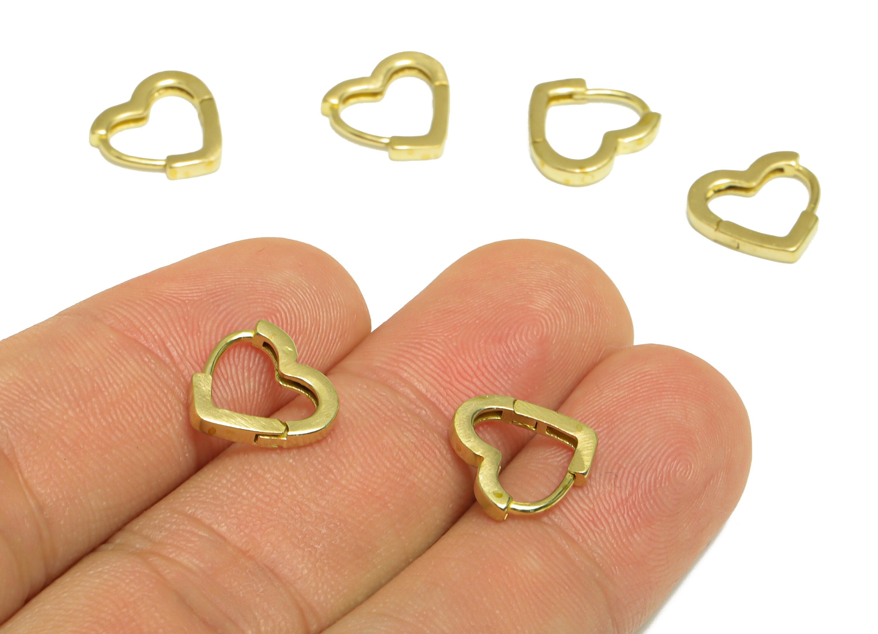 Brass Heart Huggie Hoop Earring - Raw Brass Hoop Heart Earring - Brass Hoop Huggie Earring - Brass Heart Hoop Earring - 12x11x2mm - PP10020 - DOMEDBAZAAR