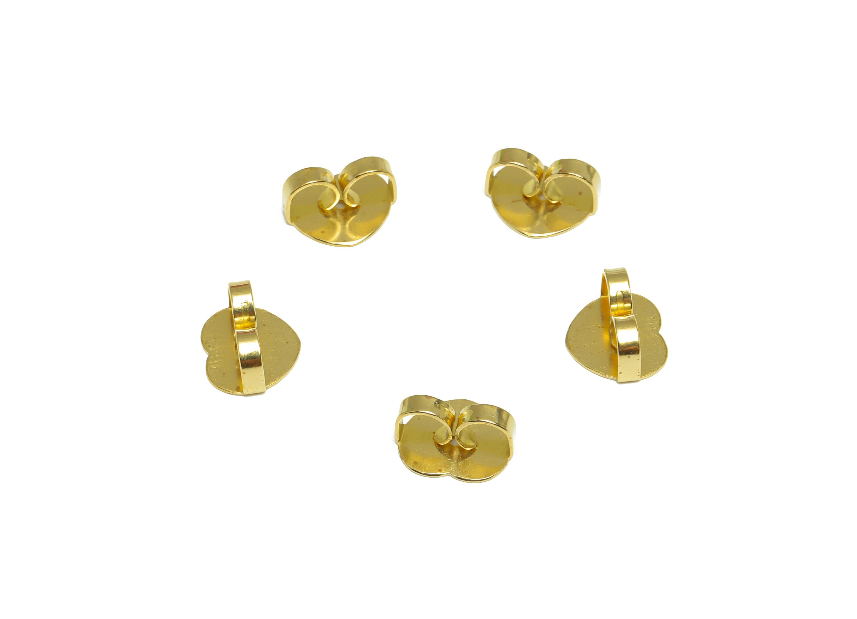 Brass Heart Earring Back - Brass Stud Earring Back Stopper - Earring Post Nuts Stopper - Earring Wire Back - Ear Back - 10x8x5mm - PP10117 - DOMEDBAZAAR