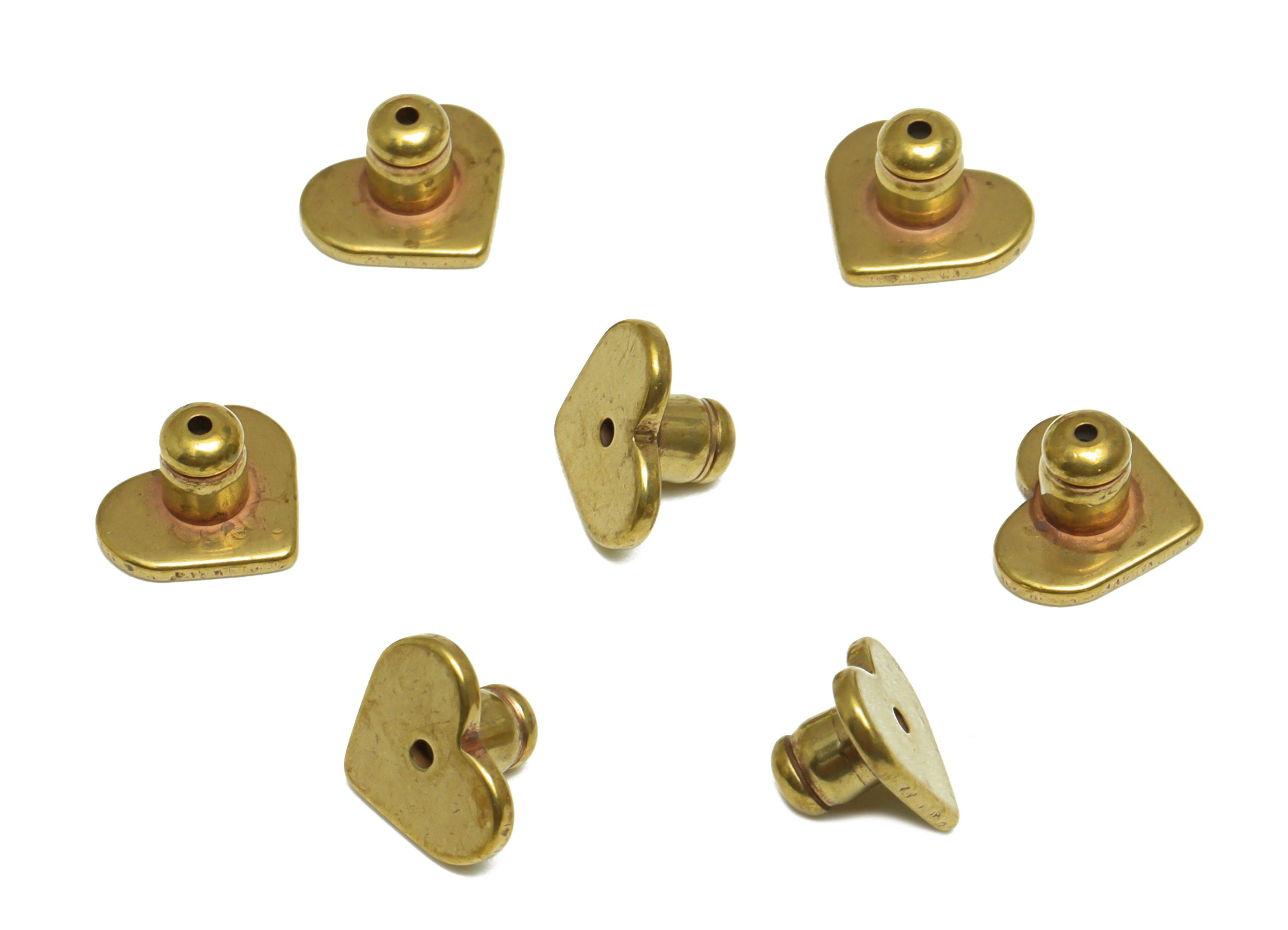 Brass Heart Earring Back - Brass Stud Earring Back Stopper - Earring Post Nuts Stopper - Rubber Earring Back - Post Back - 8x7x5mm - PP10119 - DOMEDBAZAAR