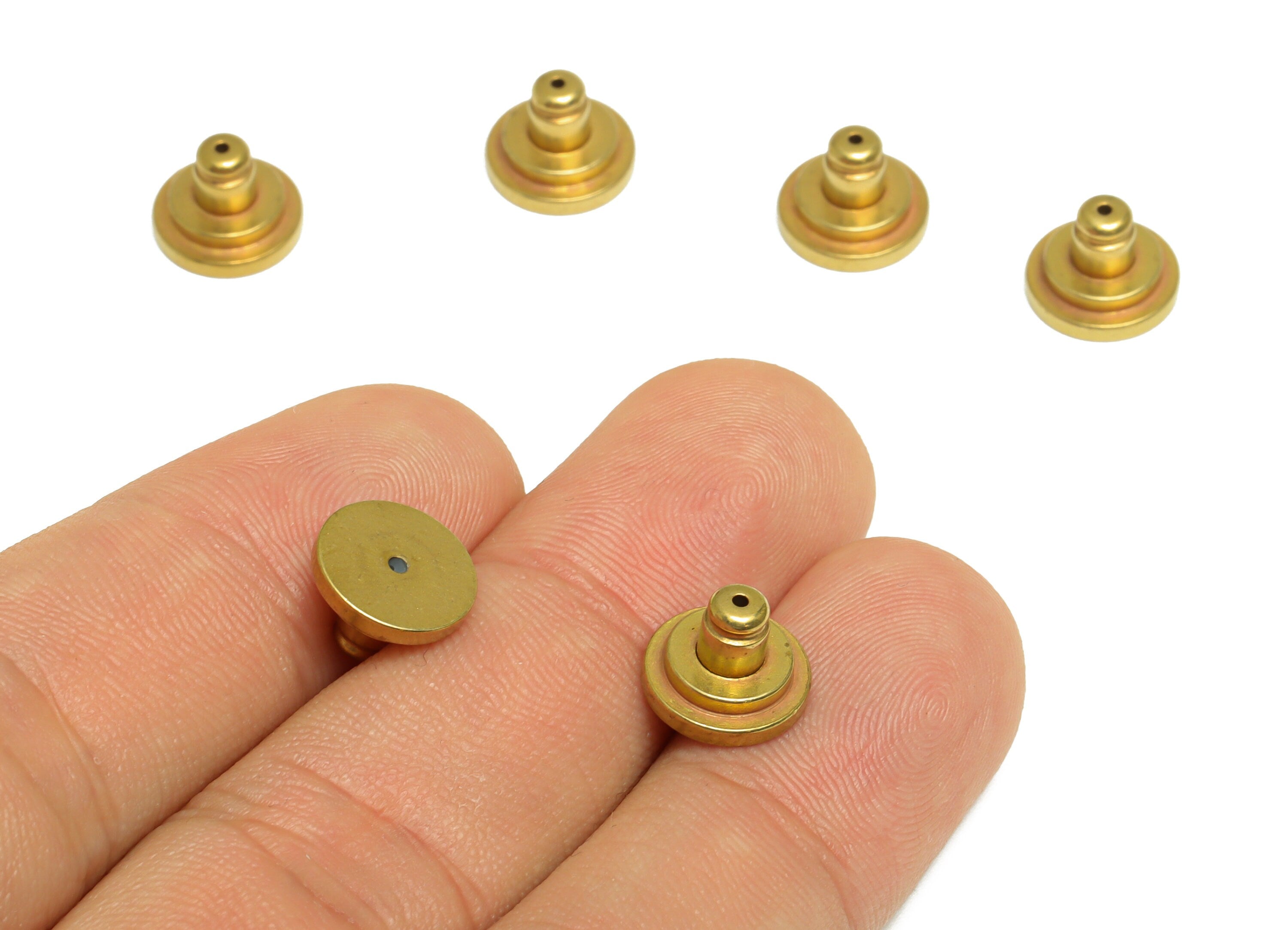 Brass Flat Plate Earring Back - Brass Stud Earring Back Stopper - Earring Post Nuts Stopper - Rubber Earring Back - 10x10x7.23mm - PP10126 - DOMEDBAZAAR