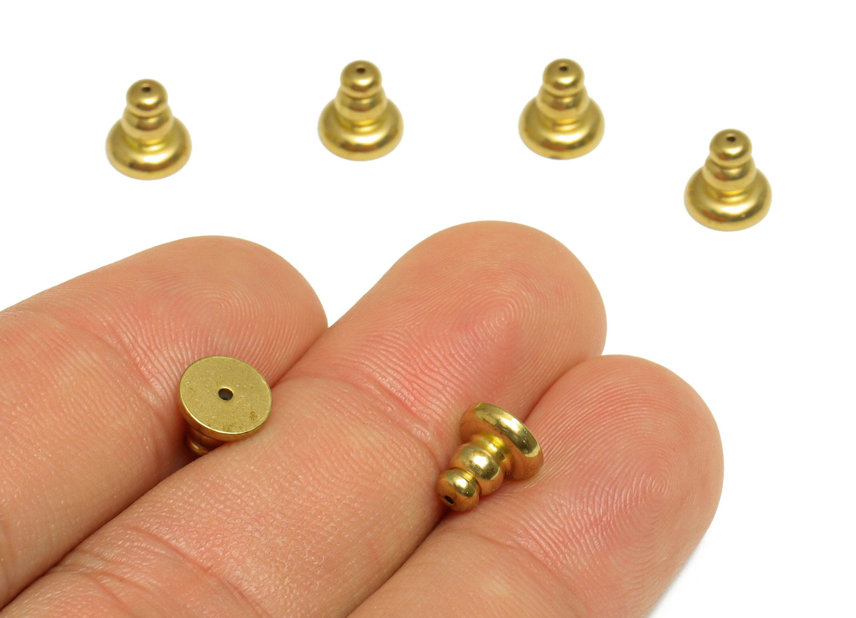 Brass Gourd Earring Back - Brass Stud Earring Back Stopper - Earring Post Nuts Stopper - Rubber Earring Back - 7x7x7mm - PP10129 - DOMEDBAZAAR