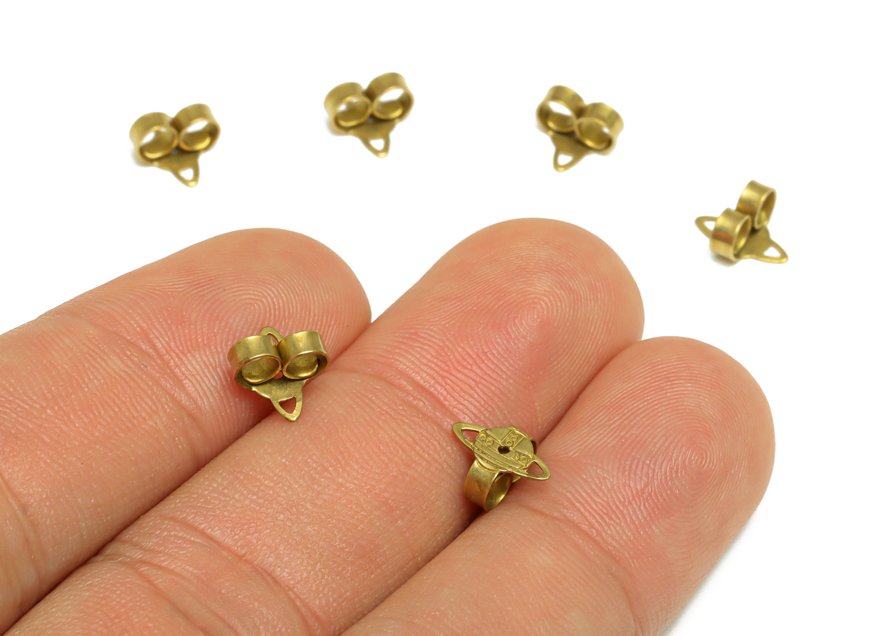 Brass Planet Earring Back - Brass Stud Earring Back Stopper - Earring Post Nuts Stopper - Earring Wire Back - Post Back - 8x7x4mm - PP10120 - DOMEDBAZAAR