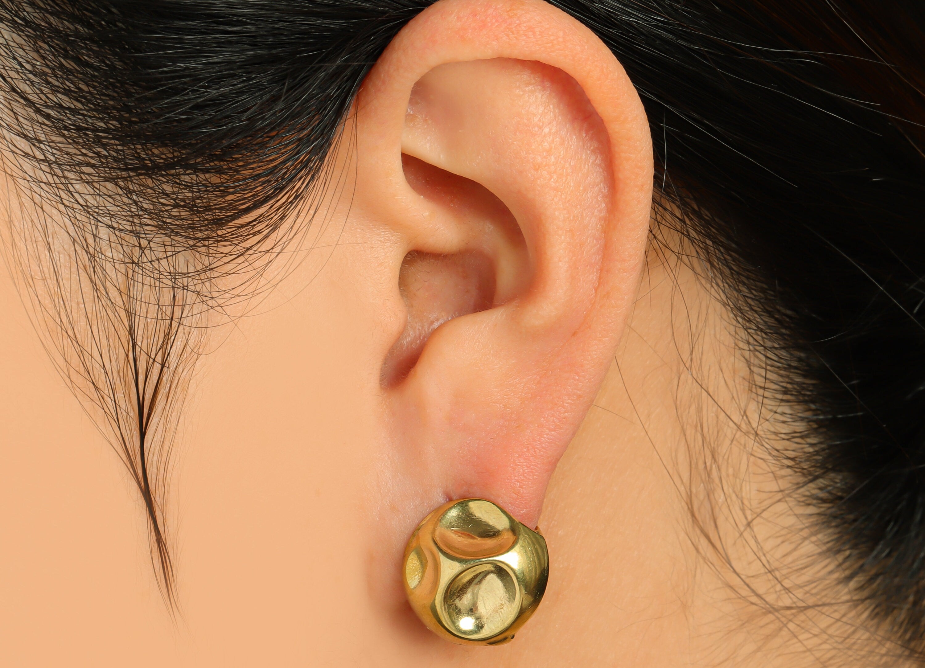 Brass Ball Huggie Hoop Earring - Raw Brass Bean Clasp Hoop Earring - Brass Round Collapse Hoop Huggie Earring - 15.5x14x14mm - PP10029 - DOMEDBAZAAR
