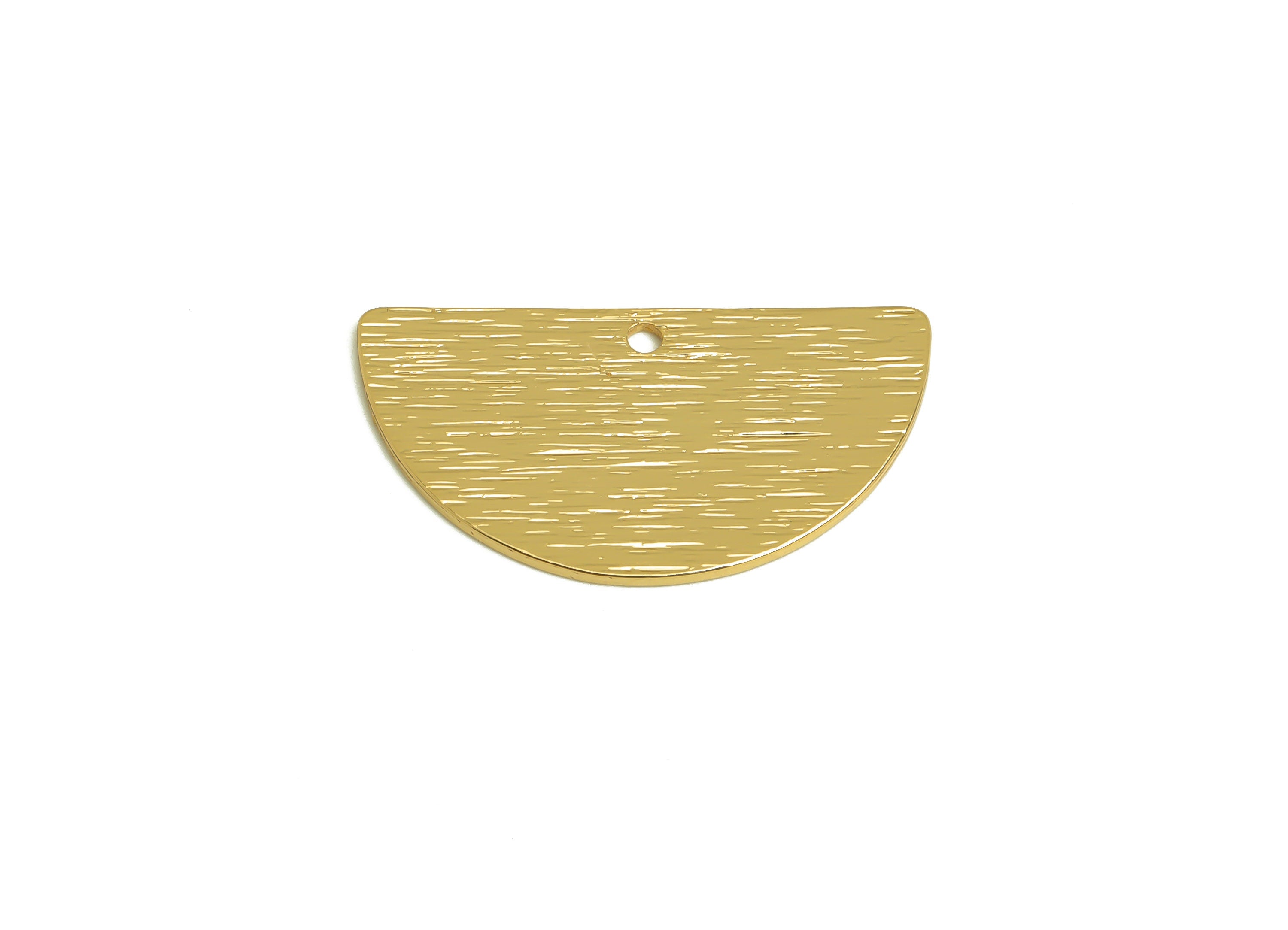 Brass Semicircle Earring Charm - Raw Brass Textured Half Round Pendant - Minimalism Earring Finding - Jewelry Making - 24x13x0.8mm - PP10351 - DOMEDBAZAAR
