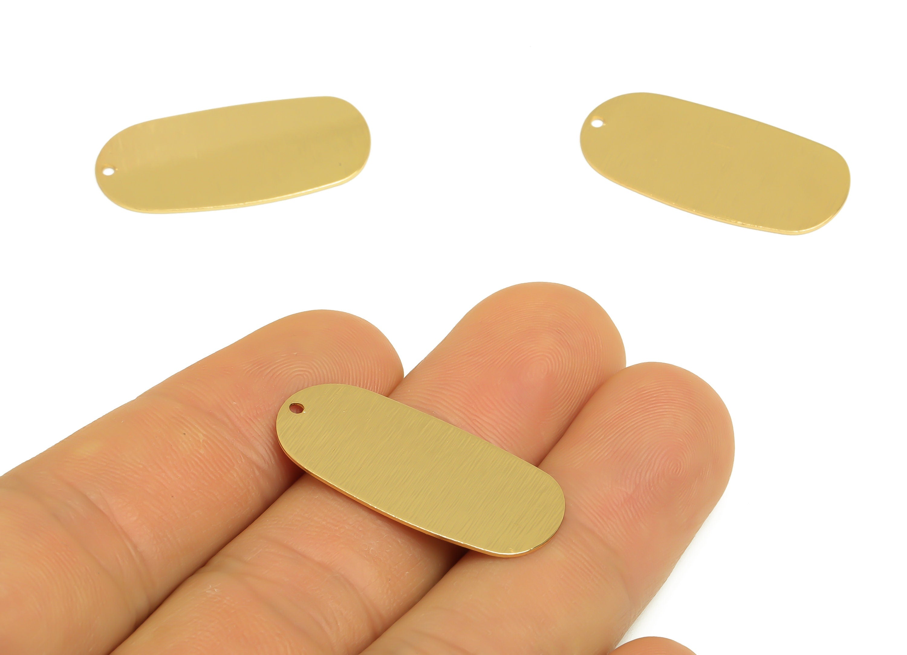 Brass Textured Oval Earring Charm - Raw Brass Long Oval Pendant - Textured Earring Finding - Jewelry Making Supplies - 30x14x0.5mm - PP10349 - DOMEDBAZAAR