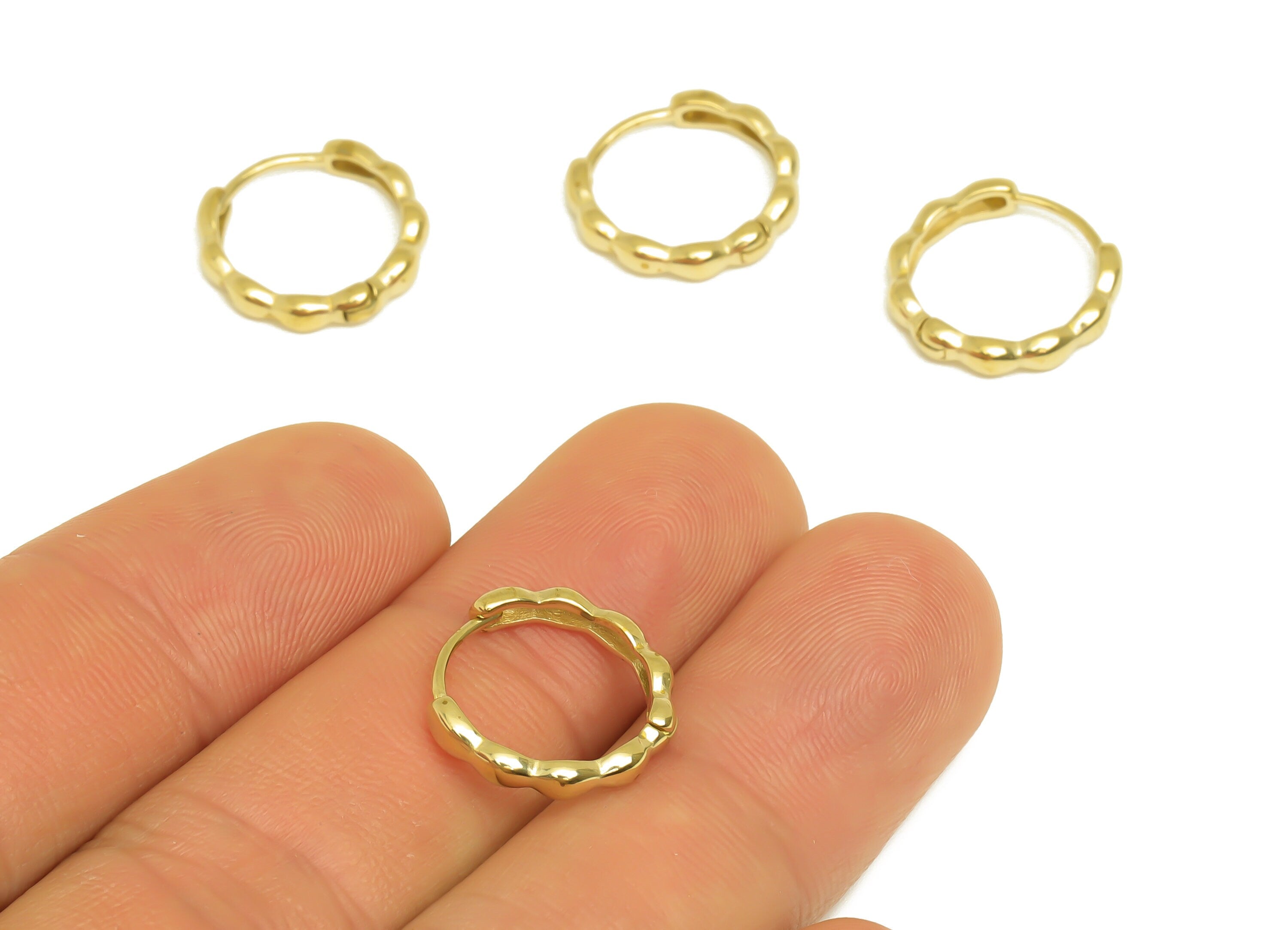 Brass Round Huggie Hoop Earring - Raw Brass Circle Wire Earring Clasp - Brass Clasp Earring - Jewelry Supplies - 15.7x14.8x 2.7mm - PP10416 - DOMEDBAZAAR