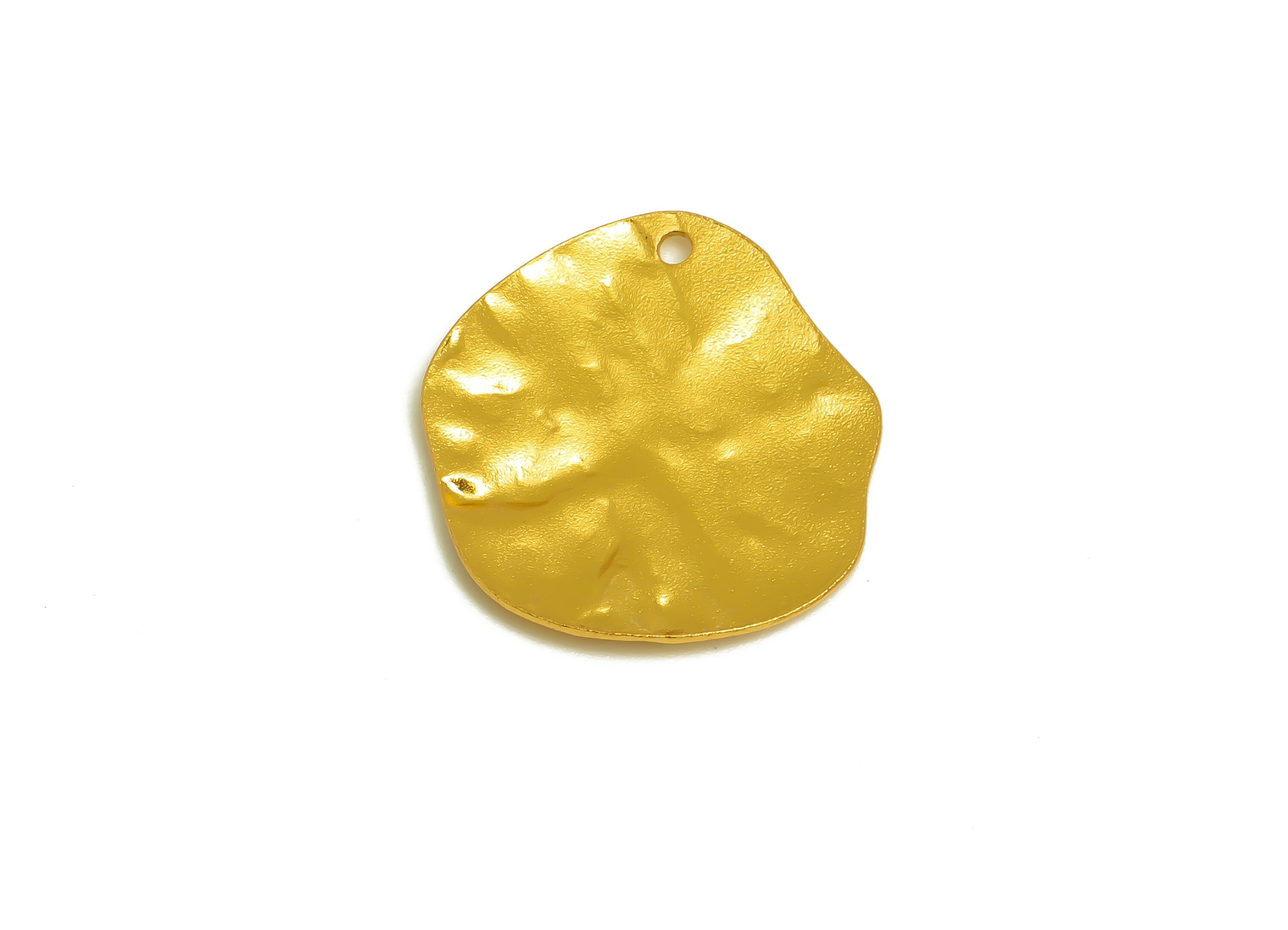Brass Irregular Round Charm - Raw Brass Hammered Circle Earring Charm - Brass Geometry Earring Charm - Jewelry Making - 22x20x1mm - PP10437 - DOMEDBAZAAR