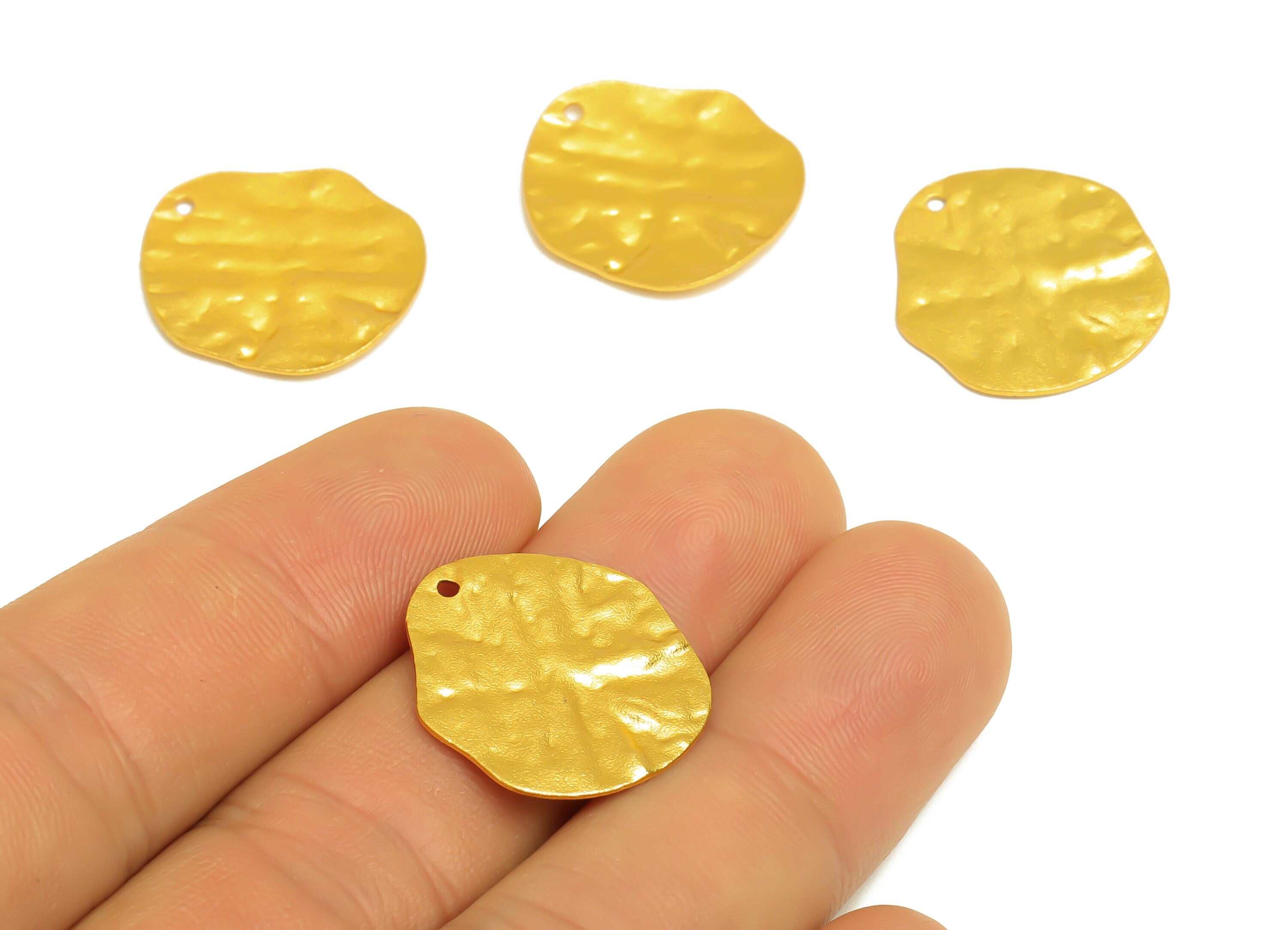 Brass Irregular Round Charm - Raw Brass Hammered Circle Earring Charm - Brass Geometry Earring Charm - Jewelry Making - 22x20x1mm - PP10437 - DOMEDBAZAAR