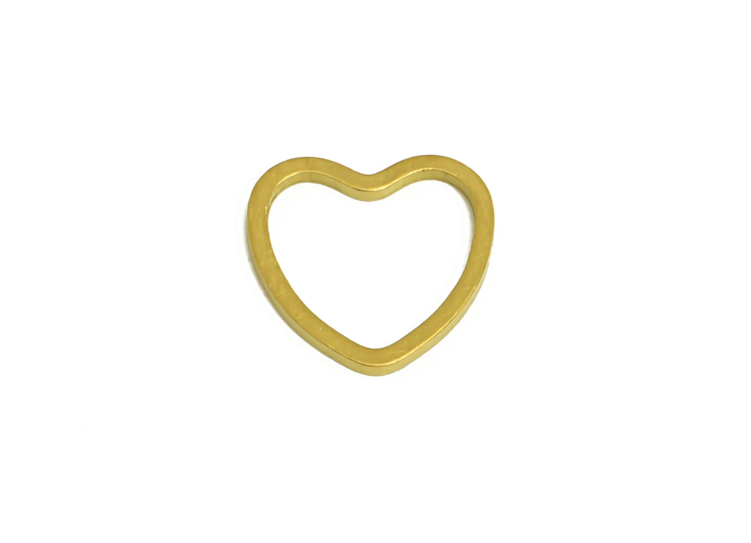 10mm Brass Heart Charms - Raw Brass Heart Earring Charm - Brass Heart Connector - Brass Heart Wire Earring Cham - 9.3x9x0.8mm - PP10362-10 - DOMEDBAZAAR