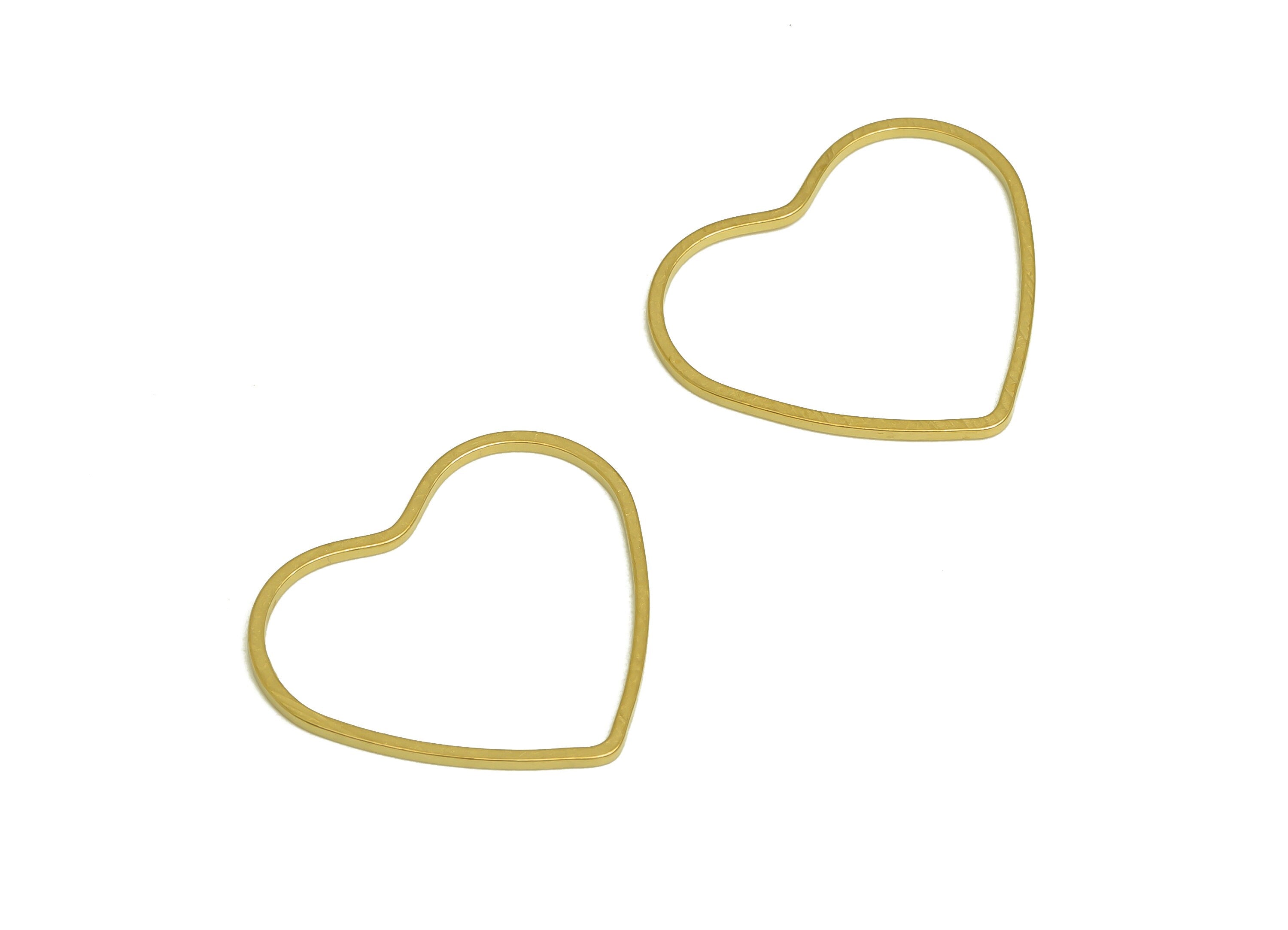 9*21mm Brass Heart Charms - Raw Brass Heart Earring Charm - Brass Heart Connector - Brass Heart Wire Earring Cham - 21x18x1mm - PP10362-9*21 - DOMEDBAZAAR
