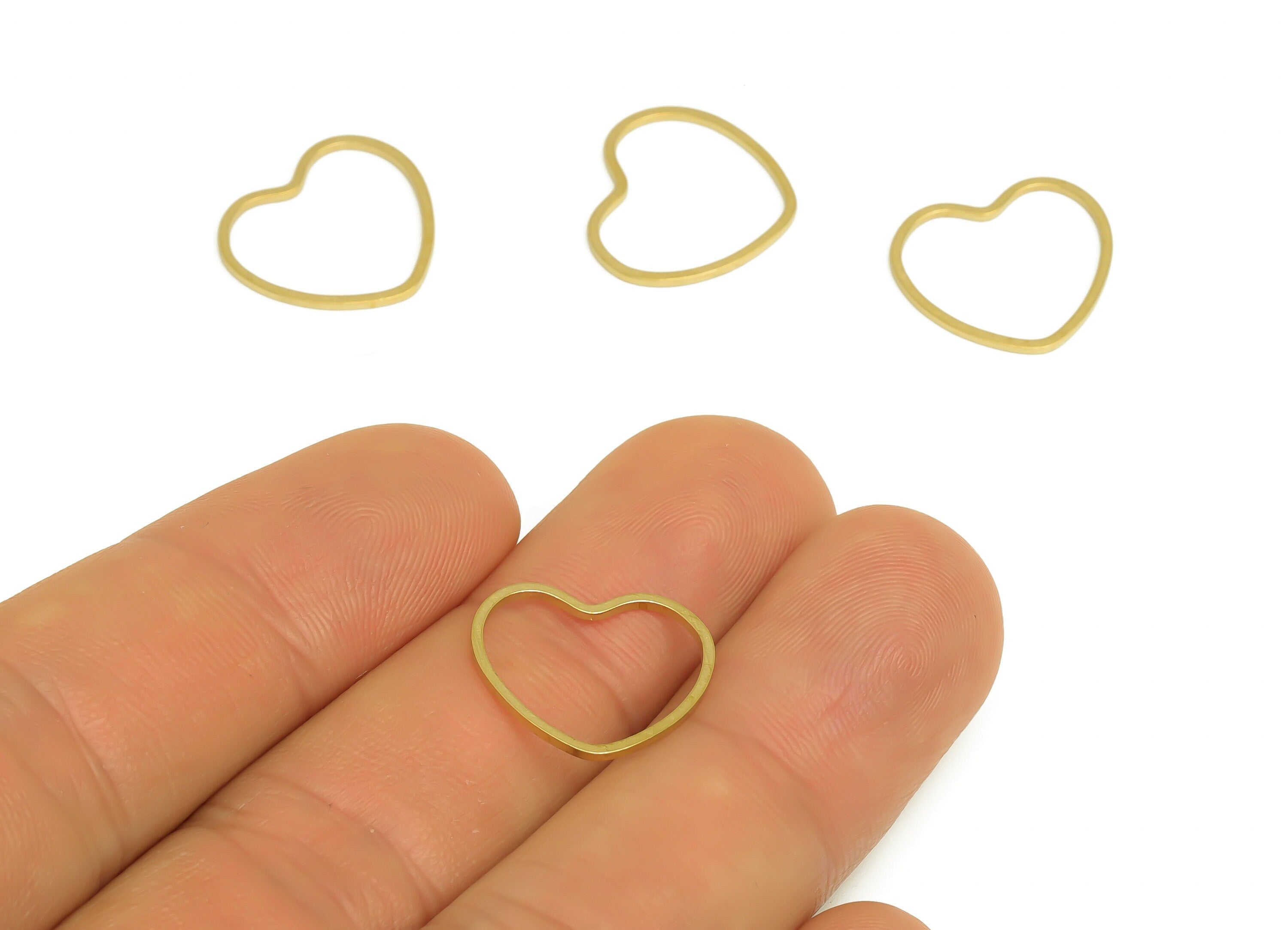 15*16 Brass Heart Charms - Raw Brass Heart Earring Charm - Brass Heart Connector - Brass Heart Wire Earring Cham - 16x14x1mm - PP10362-15*16 - DOMEDBAZAAR