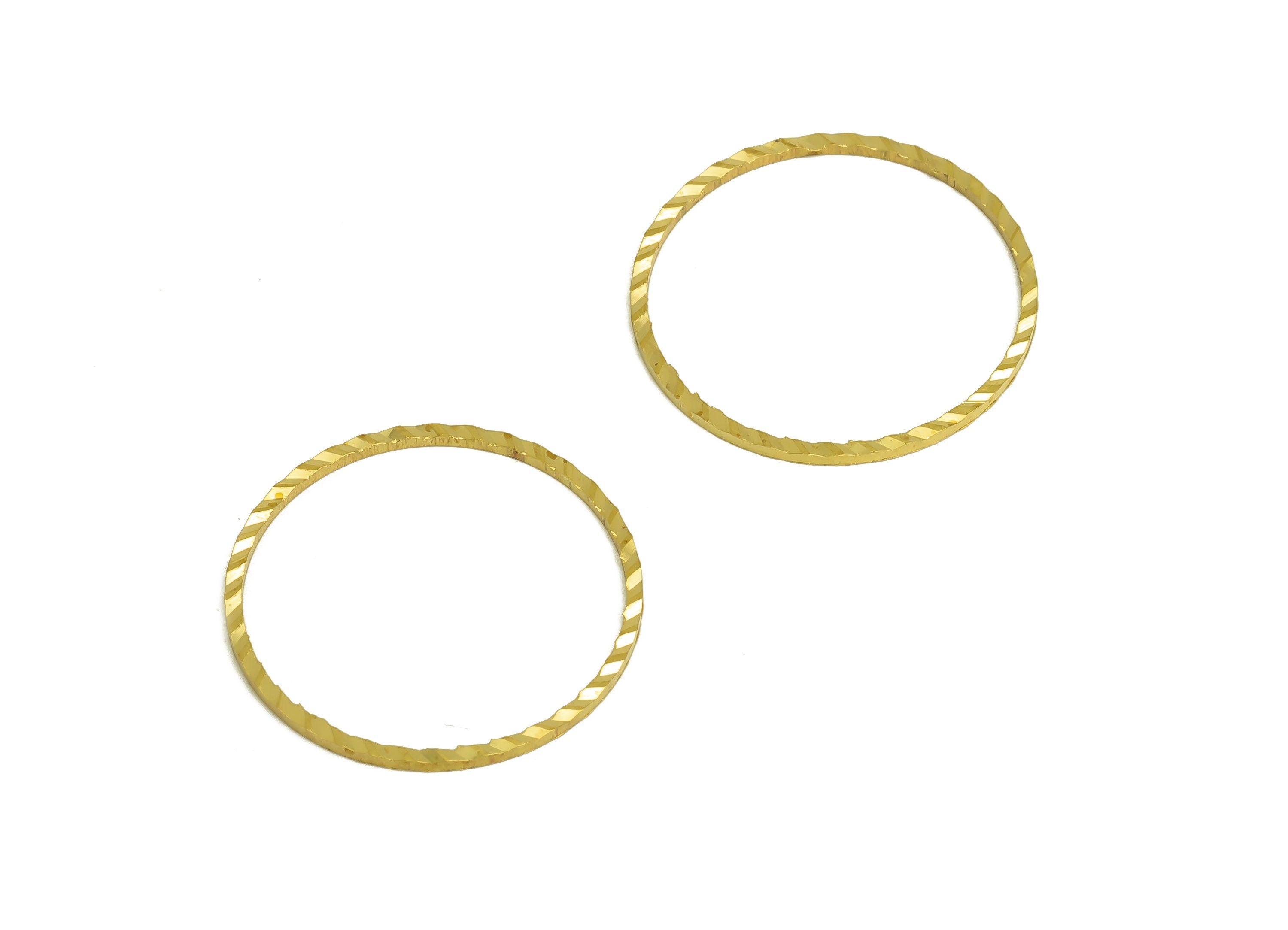 20mm Brass Round Charms - Raw Brass Ring Earring Charm - Brass Round Connector - Brass Textured Circle Earring Cham - 20x20x1mm - PP10361-20 - DOMEDBAZAAR