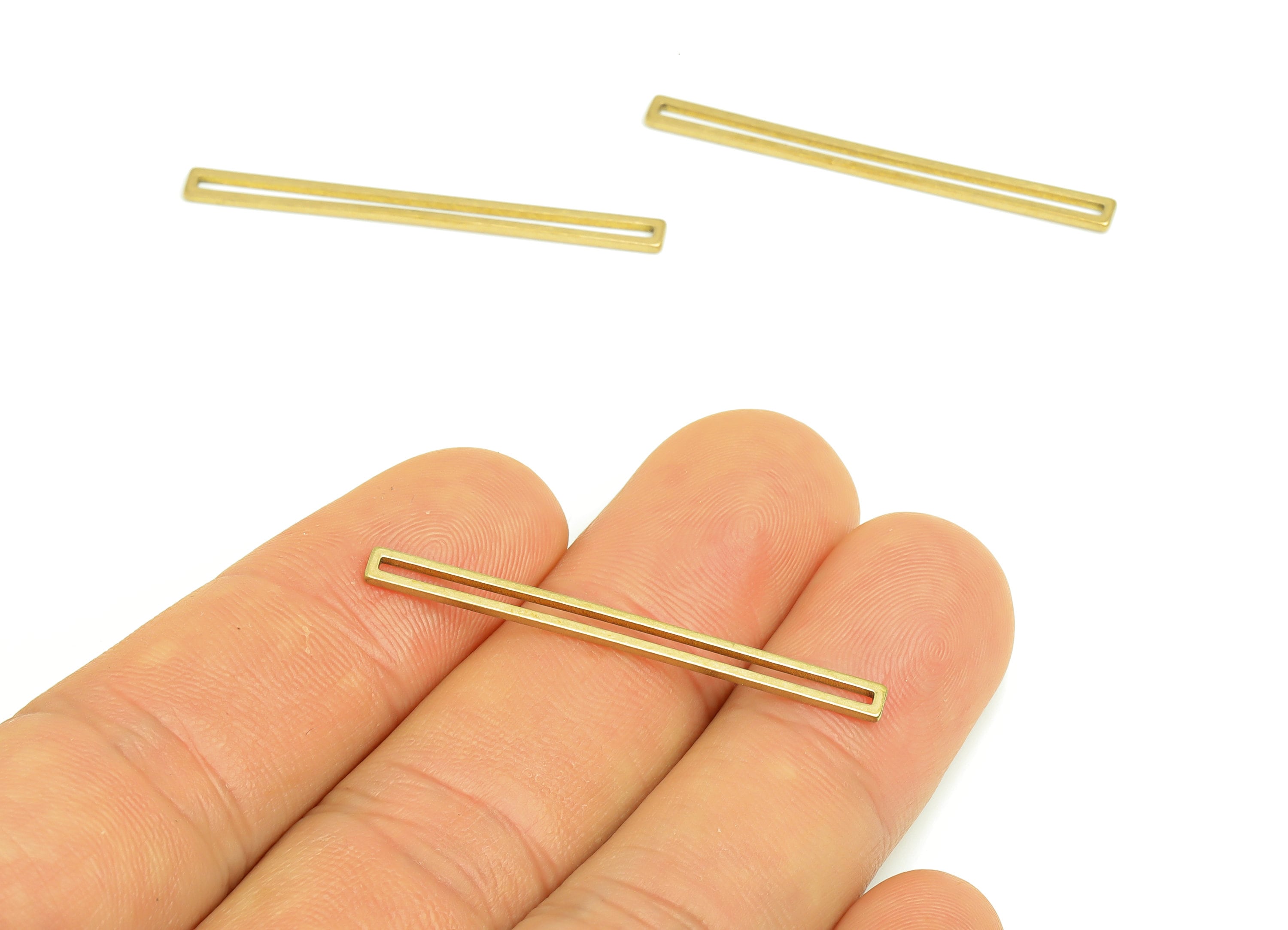 Brass Rectangle Charms - Raw Brass Stick Earring and Pendant - Brass Rectangle Bar Connectors - Jewelry Making Supplies - 40x3x1mm - PP10341 - DOMEDBAZAAR