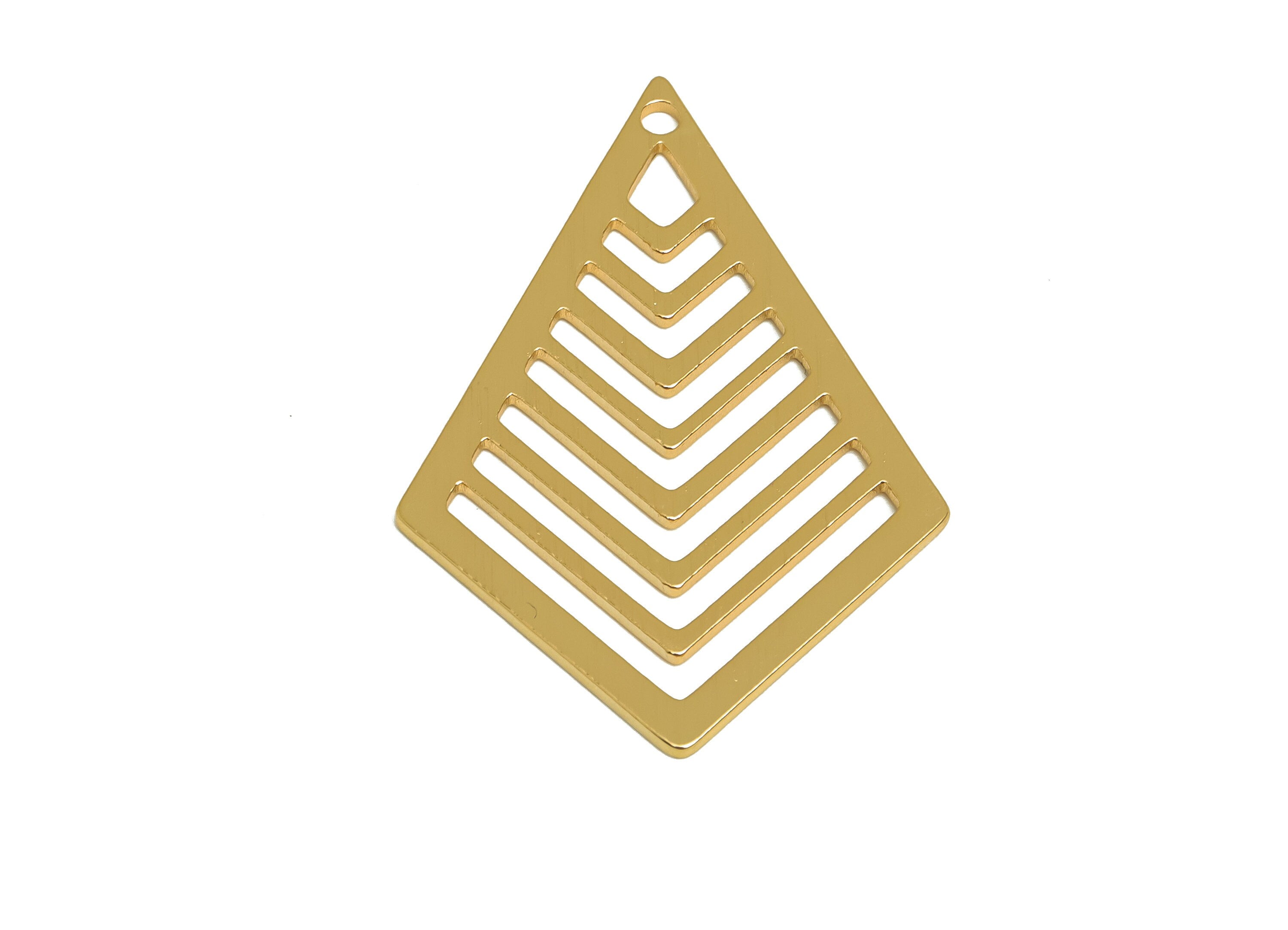 Brass Diamond Charms - Raw Brass Textured Rhombic Earring Charm - Brass Geometry Pendant - Kc Gold Tone Plating - 40x27x1mm - PP10450 - DOMEDBAZAAR