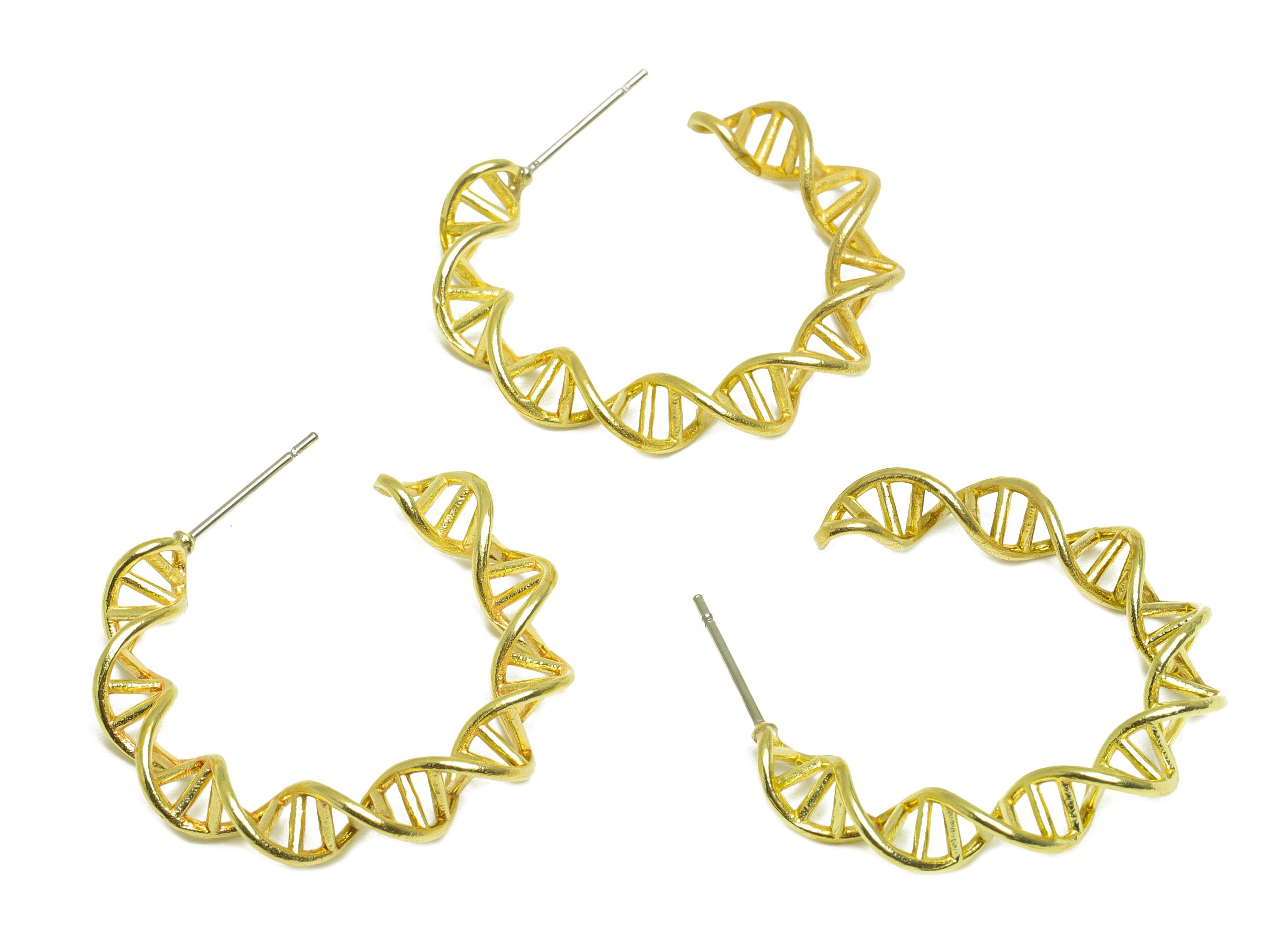 Brass Hoop C Earring Post - Raw Brass Rotating Ladder Earring Post - Brass Open Hoop Earring Post - Brass Steel Stud - 32x26x4mm - PP10098 - DOMEDBAZAAR