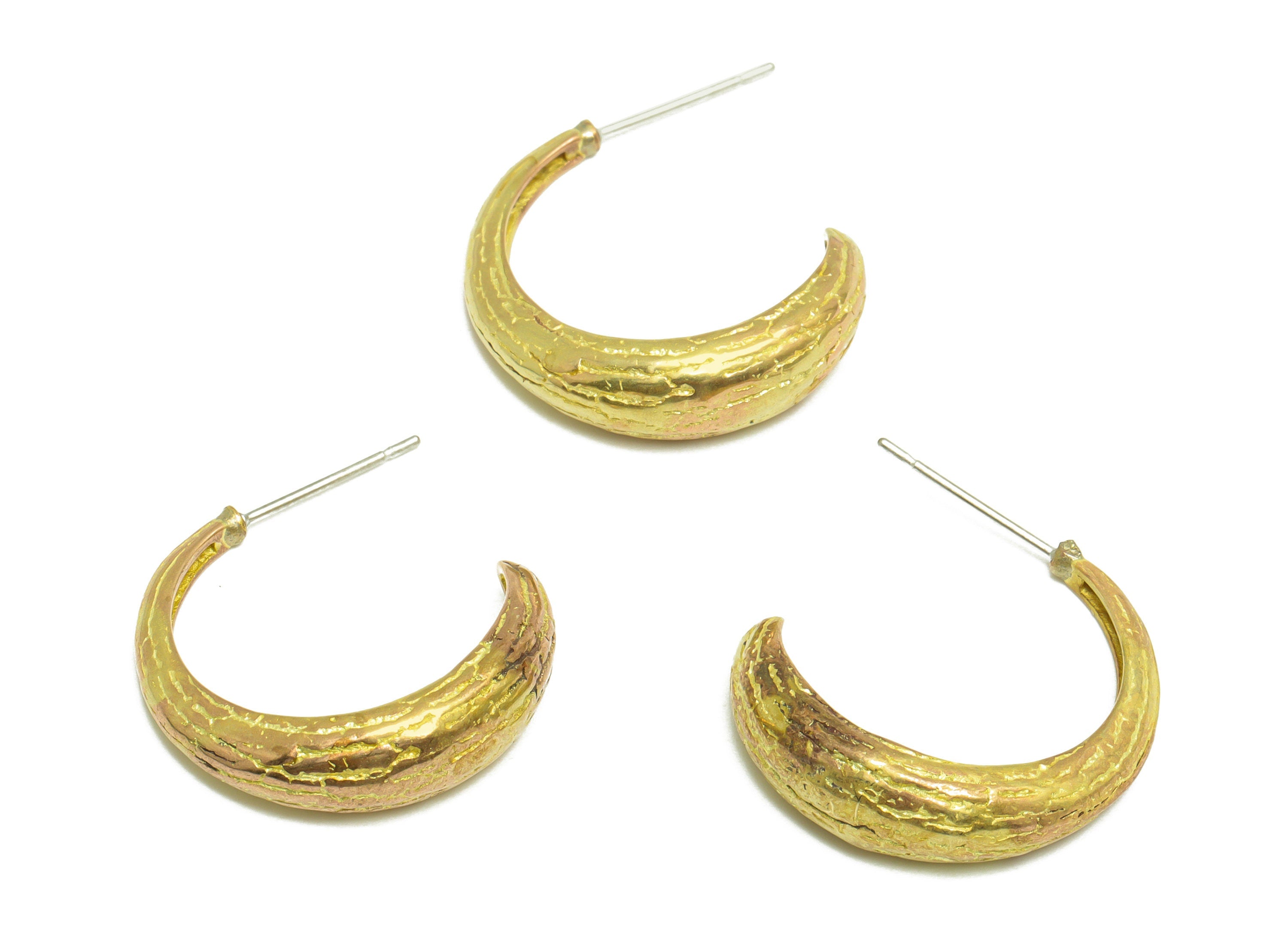25mm Brass Teardrop Earring Post - Raw Brass C Hoop Earring Post - Hoop Thick Earring Post - Drop Steel Stud - 25x22x6mm -PP10061 - DOMEDBAZAAR