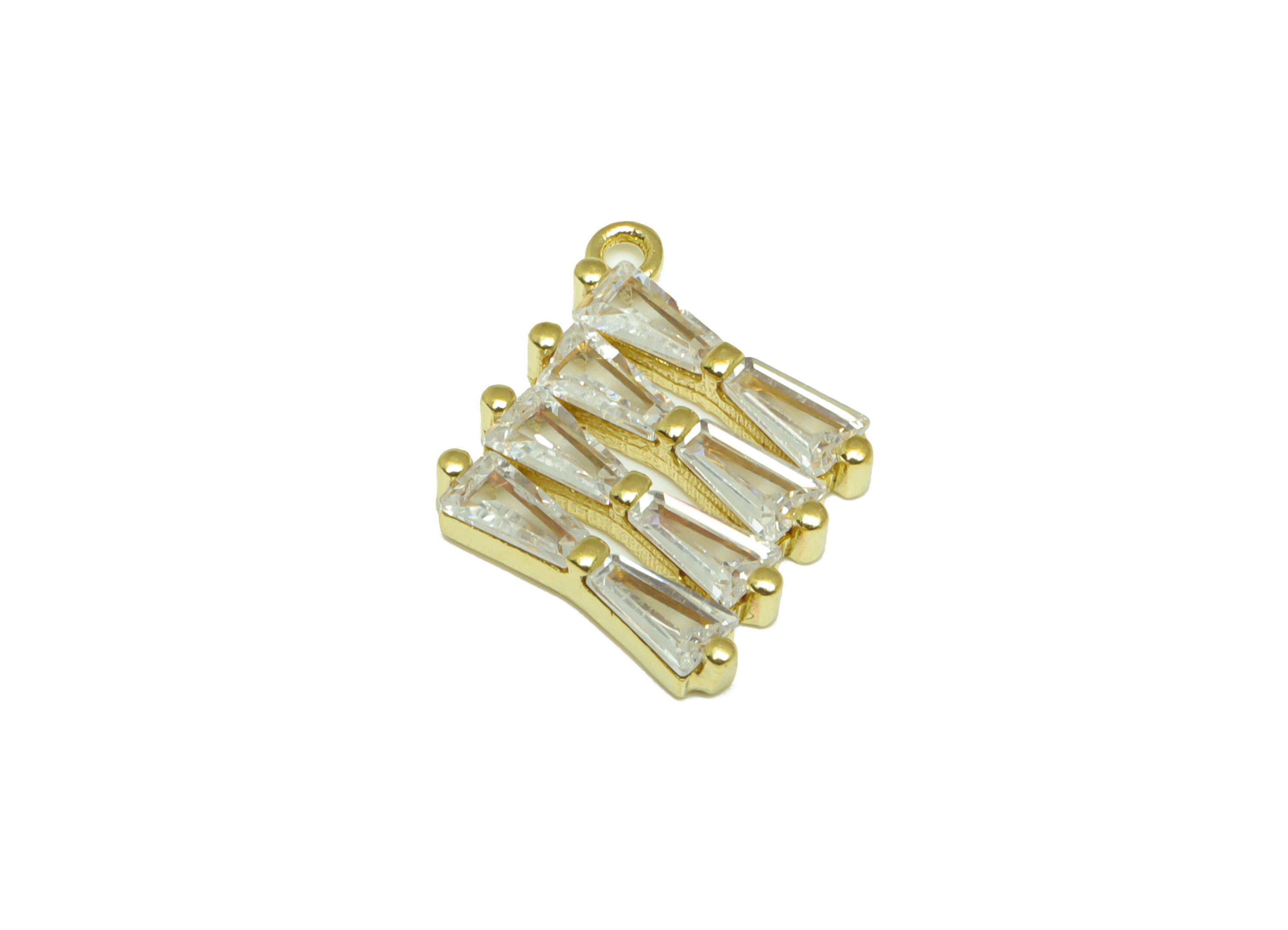 Brass CZ Diamond Earring Charm - Raw Brass Rhombic Cubic Zircon Earring Charm - Brass Diamond Pendant - 19x15x2.57mm - PP10107 - DOMEDBAZAAR