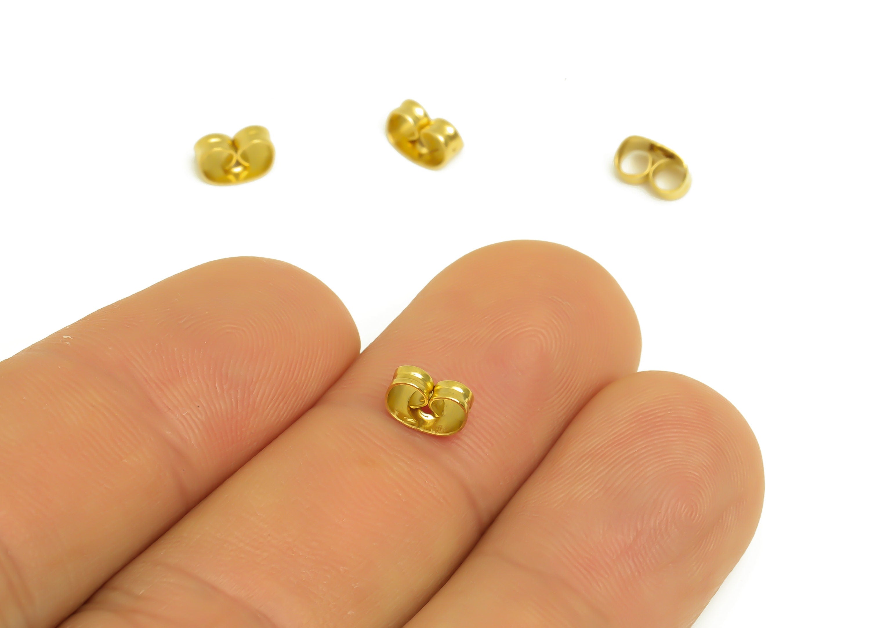 Brass Stud Earring Backs Stoppers - Raw Brass Earring Posts Nuts Stoppers - Ear Wire Backs - Jewelry Supplies - 6.3x4.1x3.3mm - PP10360 - DOMEDBAZAAR