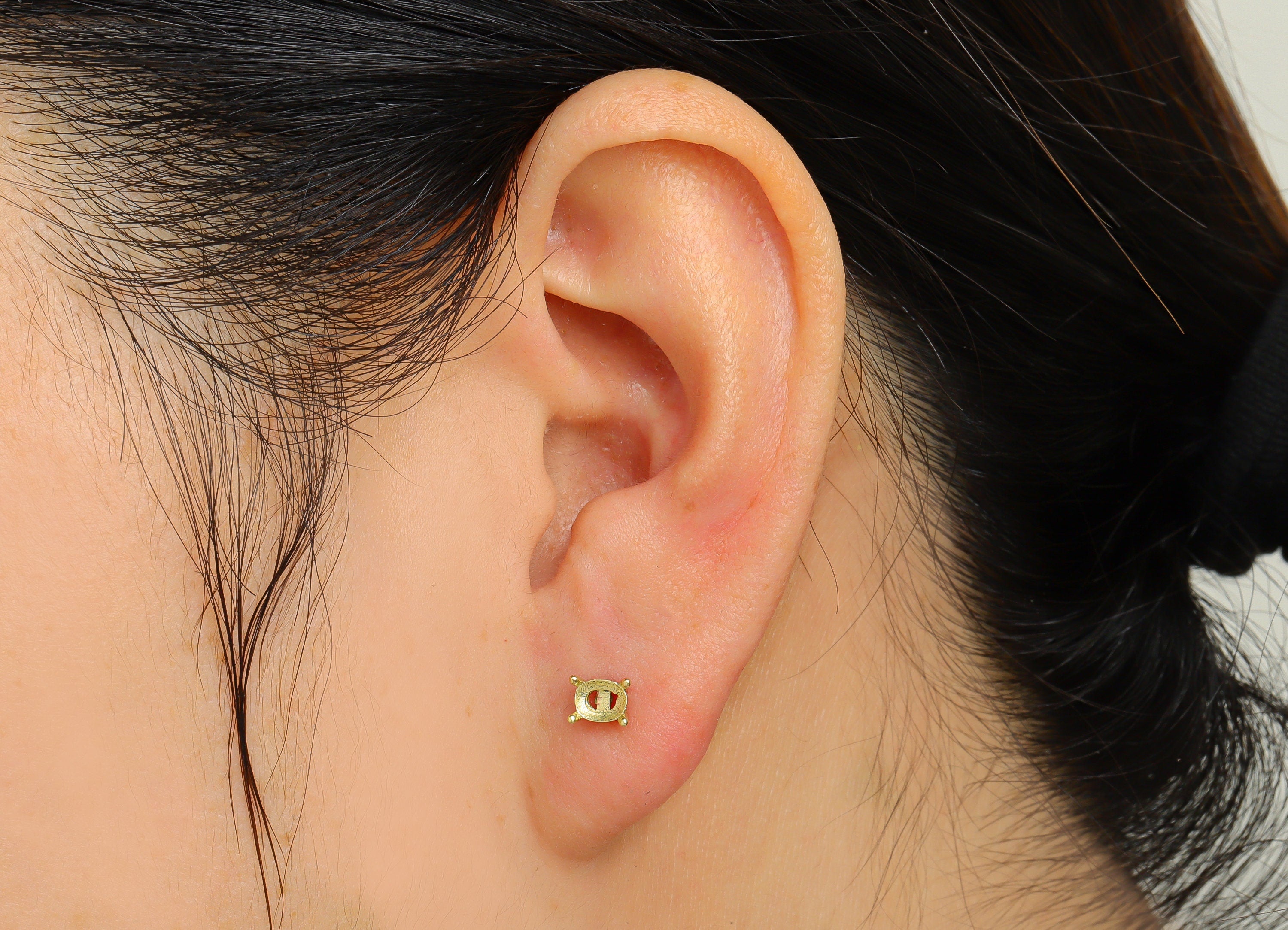 Cz Setting Earring Post - Raw Brass Zircon Earring Post For Diamond - Brass CZ Pearl Setting Dangle Earring - DIY - 15.3x5.4x3.6mm - PP10340 - DOMEDBAZAAR