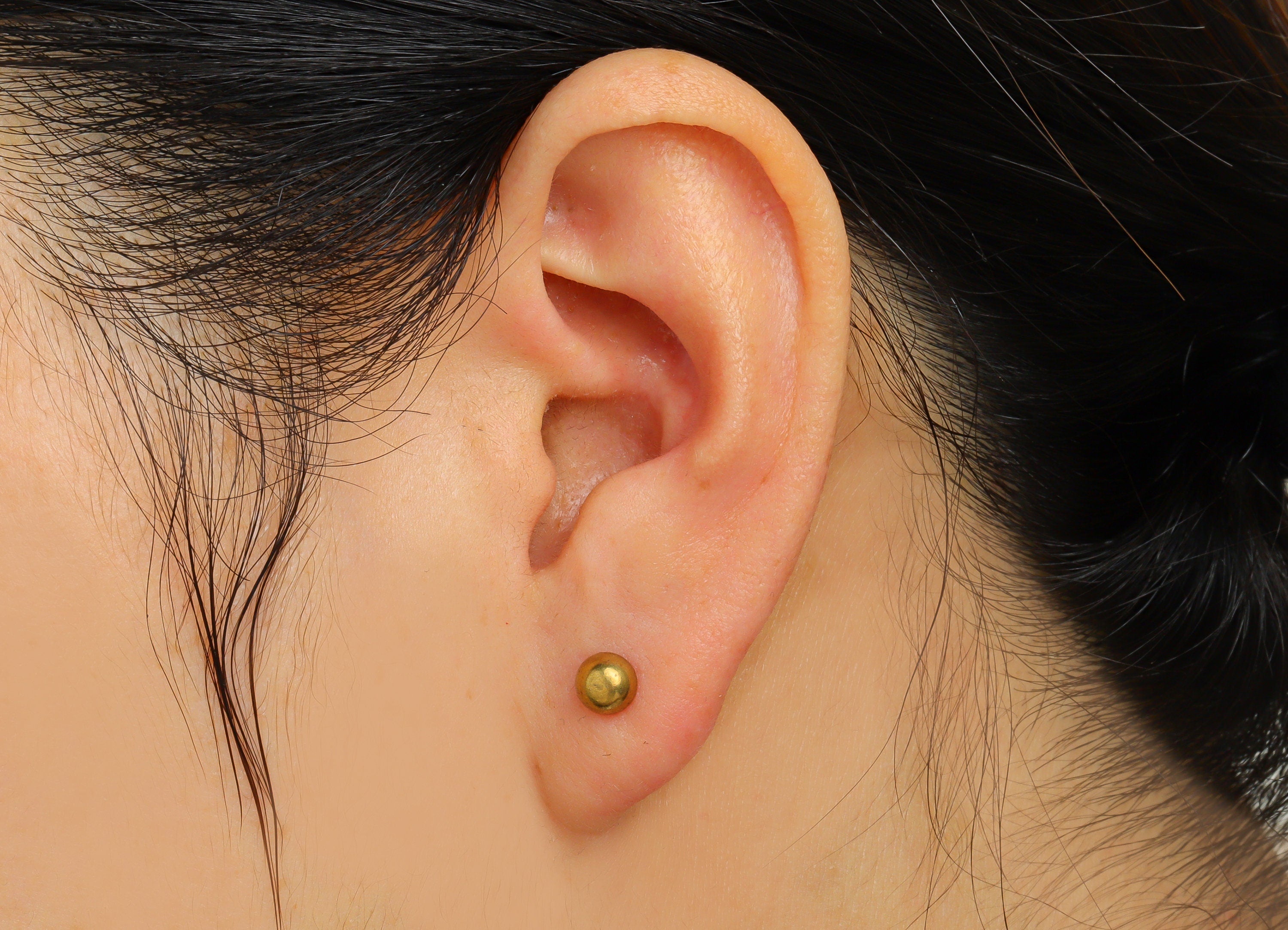 Brass Half Ball Earrings Stud - Raw Brass Mini Round Earring Post - Semicircle Stud Earring - Jewelry Supplies - 15.2x5.5x3mm - PP10339 - DOMEDBAZAAR