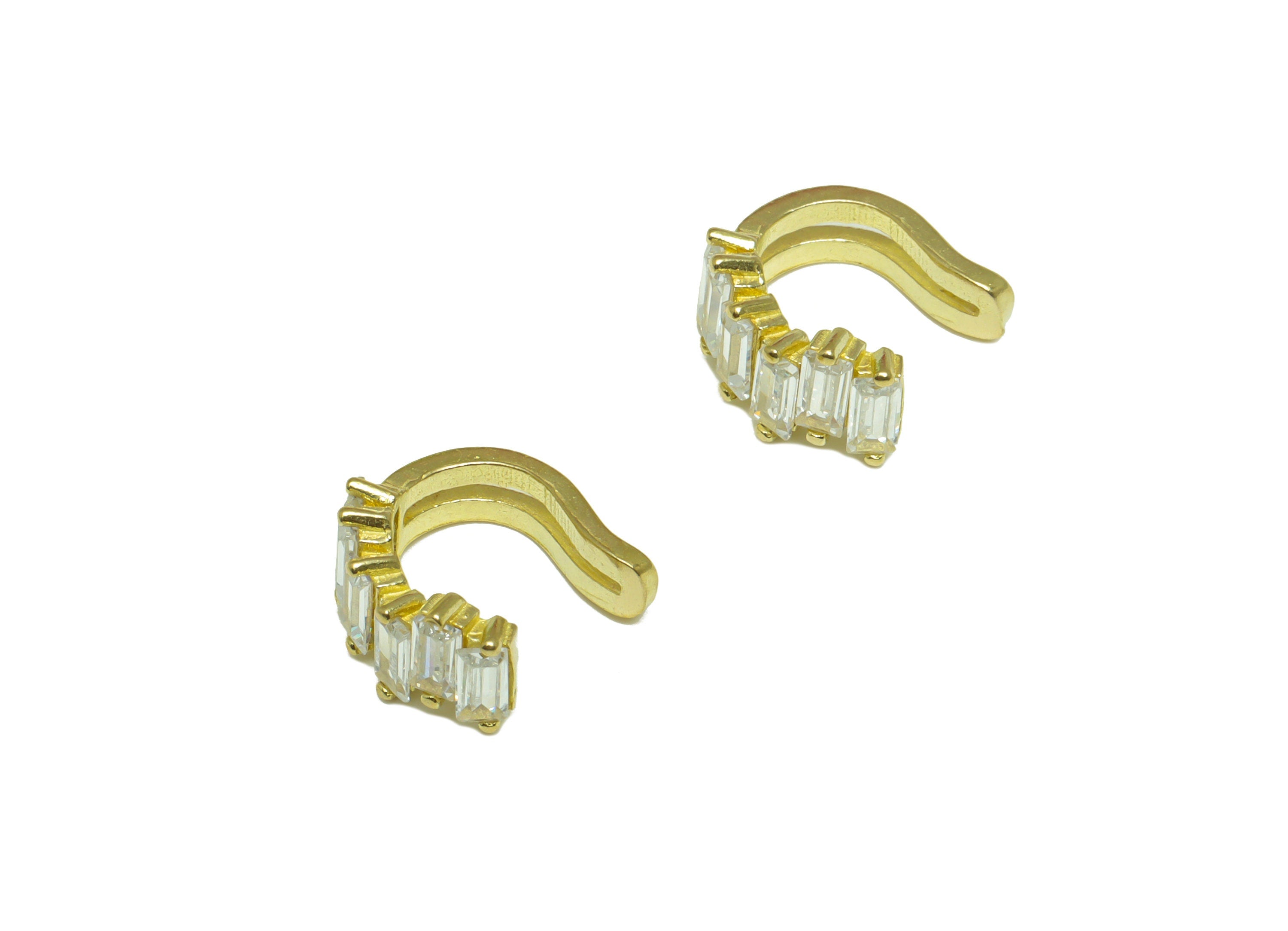 Brass CZ Mini Rings - Raw Brass Ear Clip Cubic Zircon - Brass Rectangle Cubic Earring Cuff - Brass Mini Zircon Cuff Ear - 11x10x6mm -PP10115 - DOMEDBAZAAR