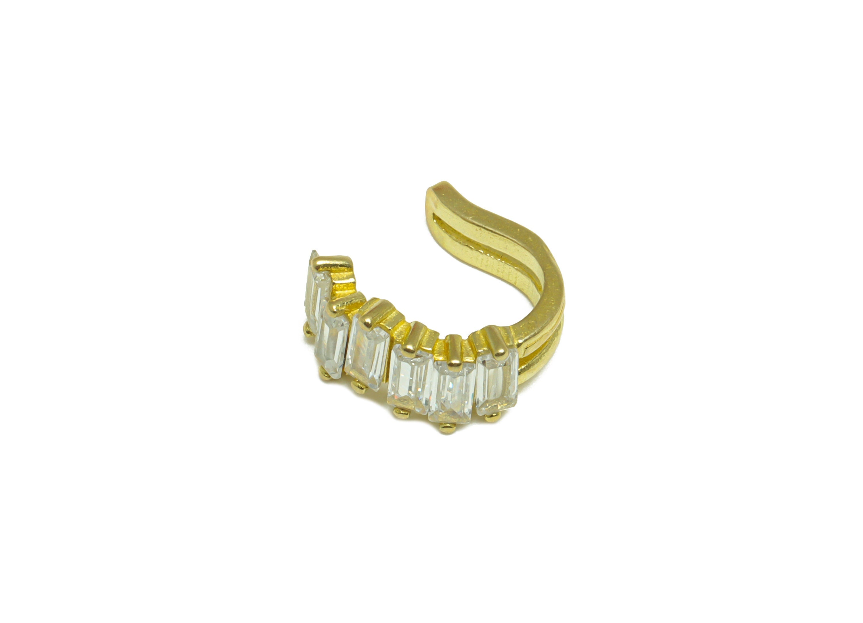 Brass CZ Mini Rings - Raw Brass Ear Clip Cubic Zircon - Brass Rectangle Cubic Earring Cuff - Brass Mini Zircon Cuff Ear - 11x10x6mm -PP10115 - DOMEDBAZAAR