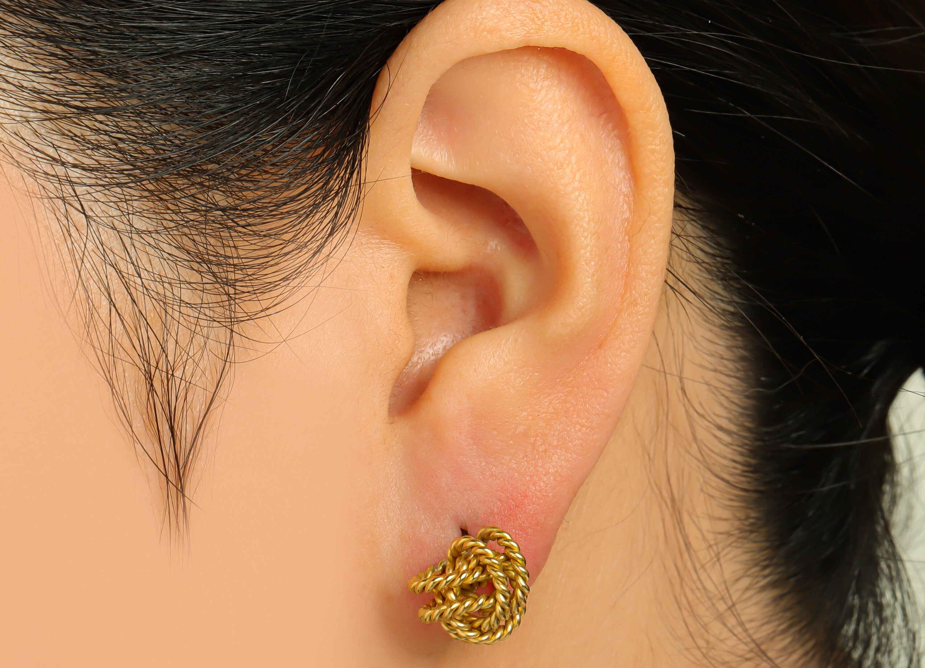 Brass Interwoven Earring Post - Raw Brass Woven Ring Earring Stud - Cross Rings Earring Post - Twisted Ball Post - 21x10x1.5mm - PP10390 - DOMEDBAZAAR