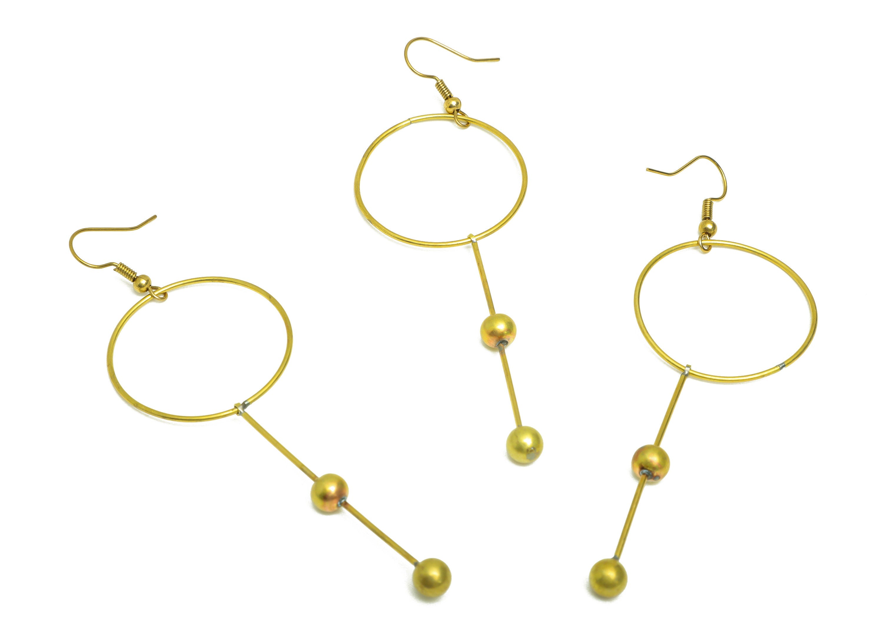 Brass Round Bead Ear Wire - Brass Stick Bead Earring Hook - Brass Interlock Wire Hook - Brass Wire Hook Earring - 91x30x5.5mm - PP10387 - DOMEDBAZAAR