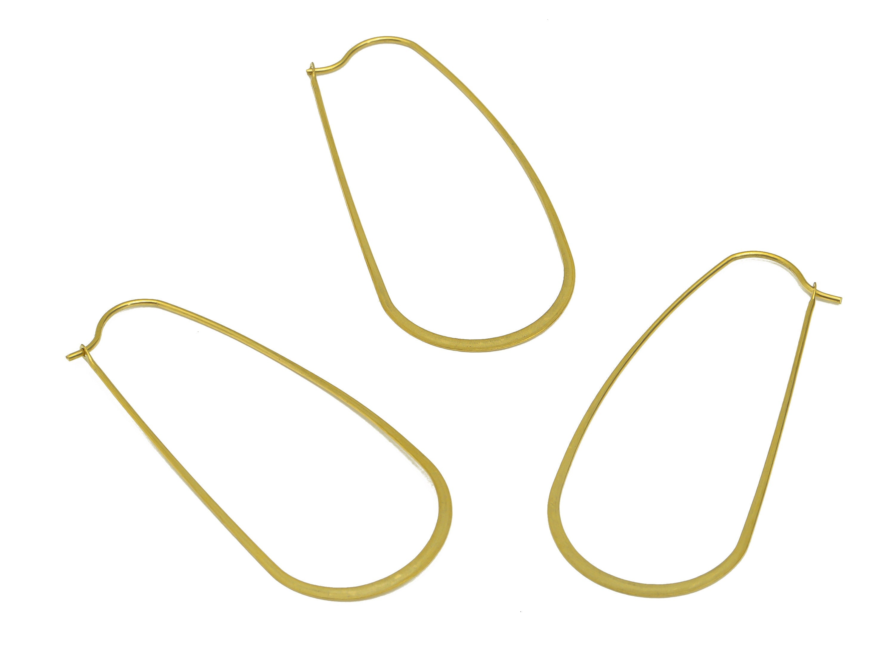 50mm Brass Oval Wire Hoop Earring - Raw Brass Hammered Geometry Wire Earring - Brass Hammered Ear Wire Hoop - 51x24x0.8mm - PP10374-50 - DOMEDBAZAAR