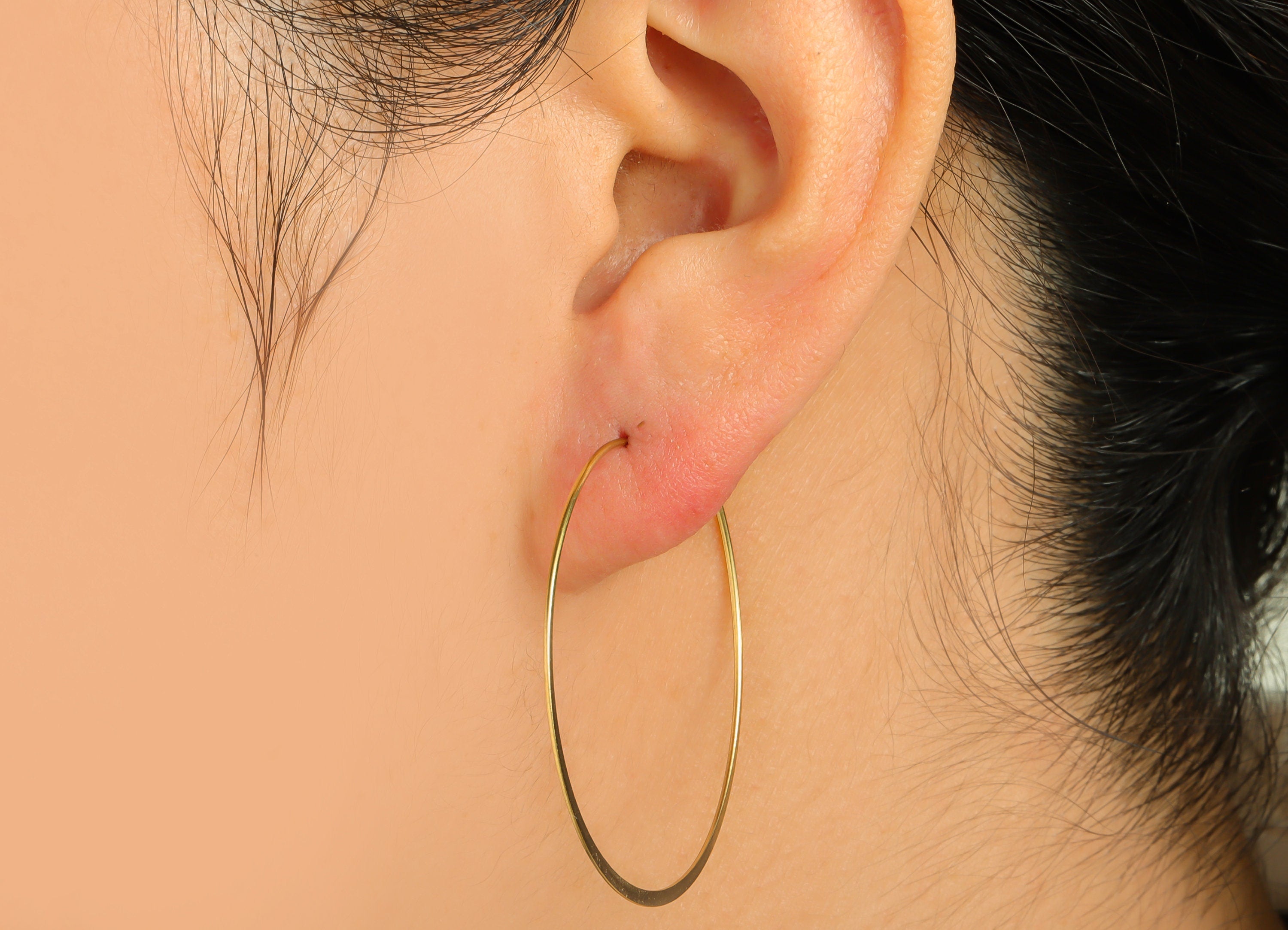 Brass Round Wire Hoop Earring - Raw Brass Hammered Circle Wire Lock Earring - Geometry Wire Hoop Lock Earring Charm - 40x40x0.8mm-PP10420-40 - DOMEDBAZAAR