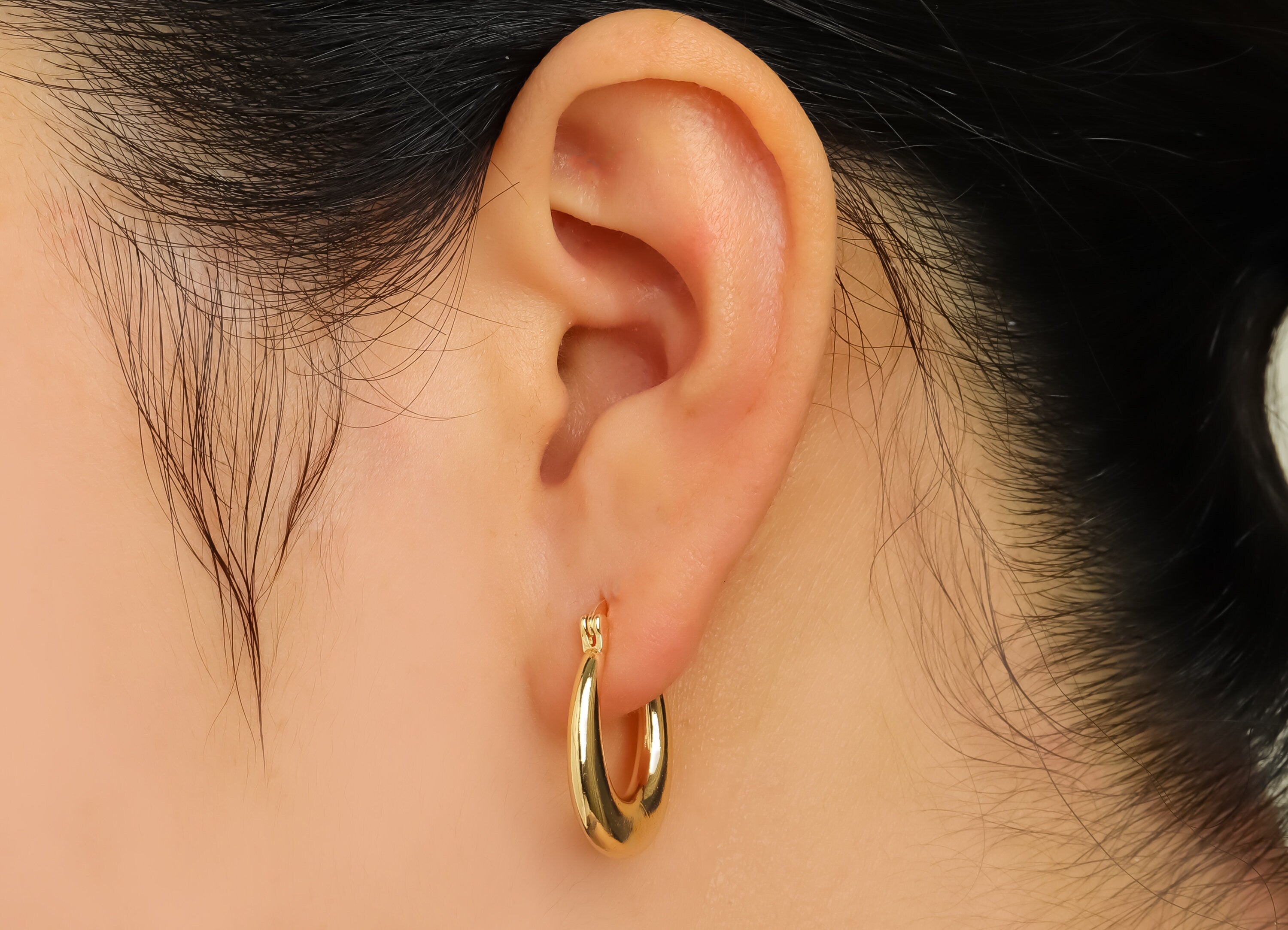 Brass Crescent Hoop Earring Clasp - Brass Moon Hoop Clasp -Brass Round Hoop Clasp - 18K Real Gold Plated - 26x19.41x3.5mm- RGP6634 - DOMEDBAZAAR