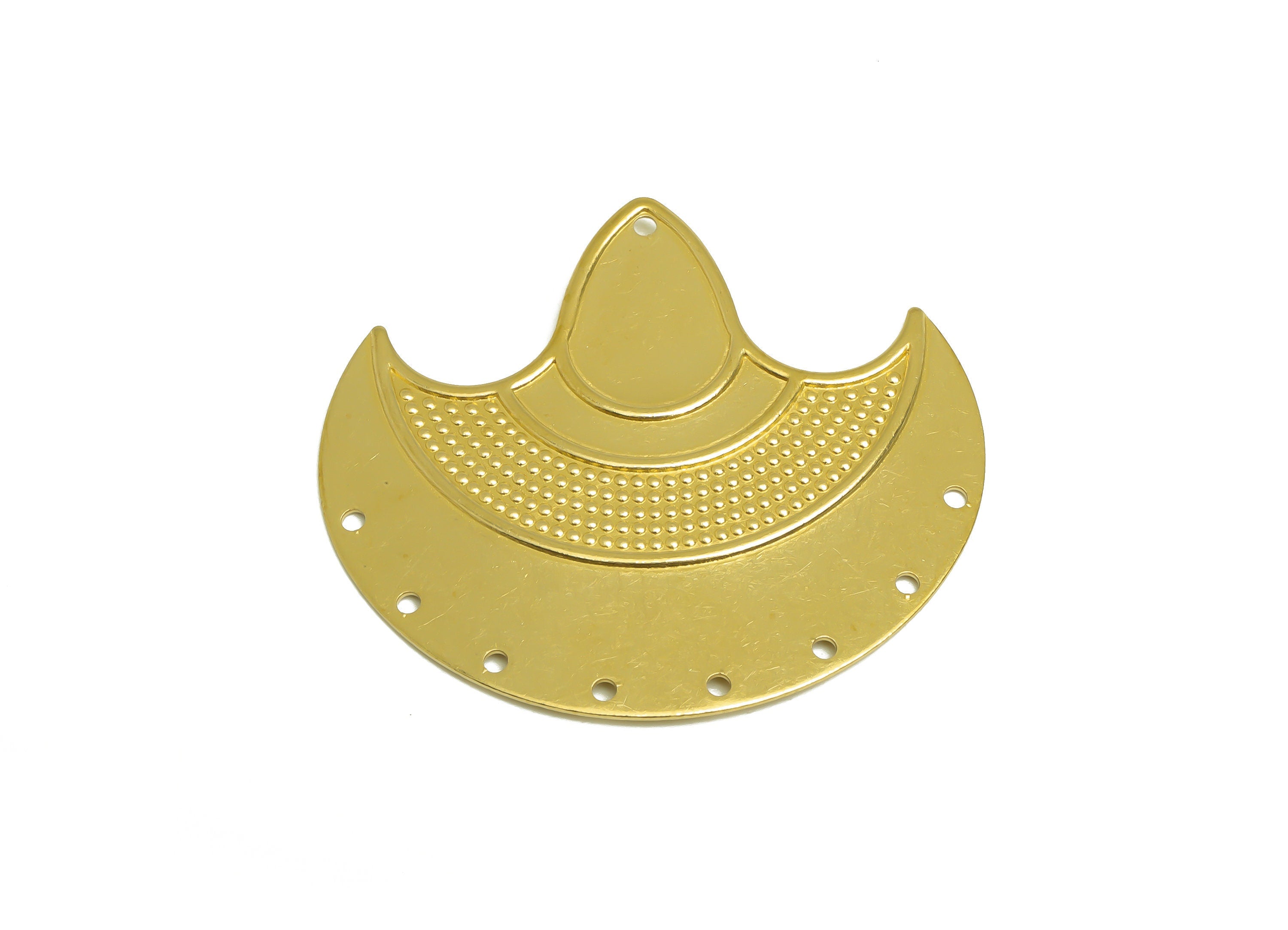 Brass Hat Earring Charm - Raw Brass Hat Connector - Textured Vintage Looking Earring Charm - Western Cowboy Hat Charm - 39x35x1mm - PP10428 - DOMEDBAZAAR