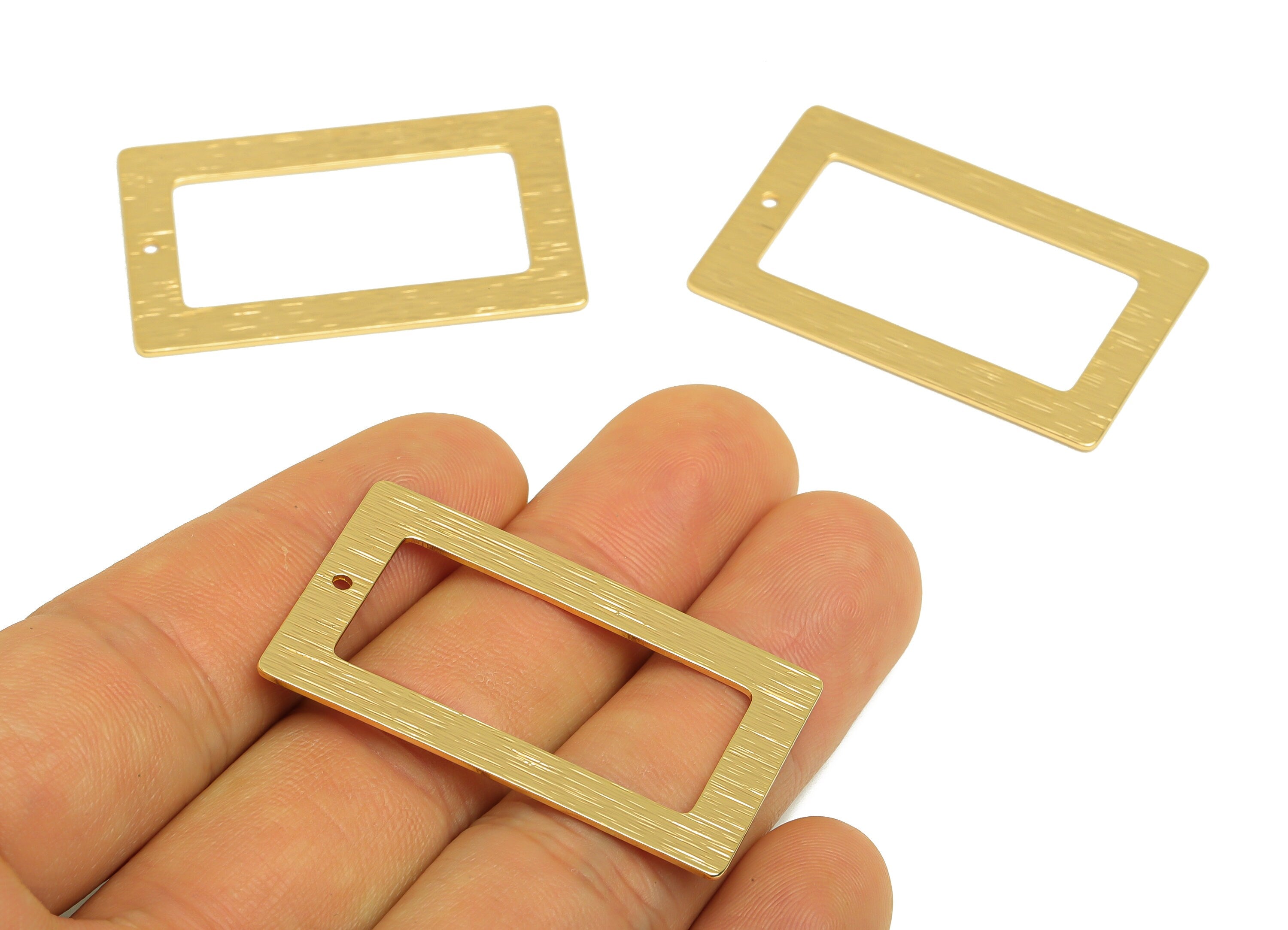Brass Rectangle Charms - Raw Brass Textured Rectangle Earrings and Pendant - Earring Findings - Jewelry Supplies - 41.2x25x0.84mm - PP10345 - DOMEDBAZAAR