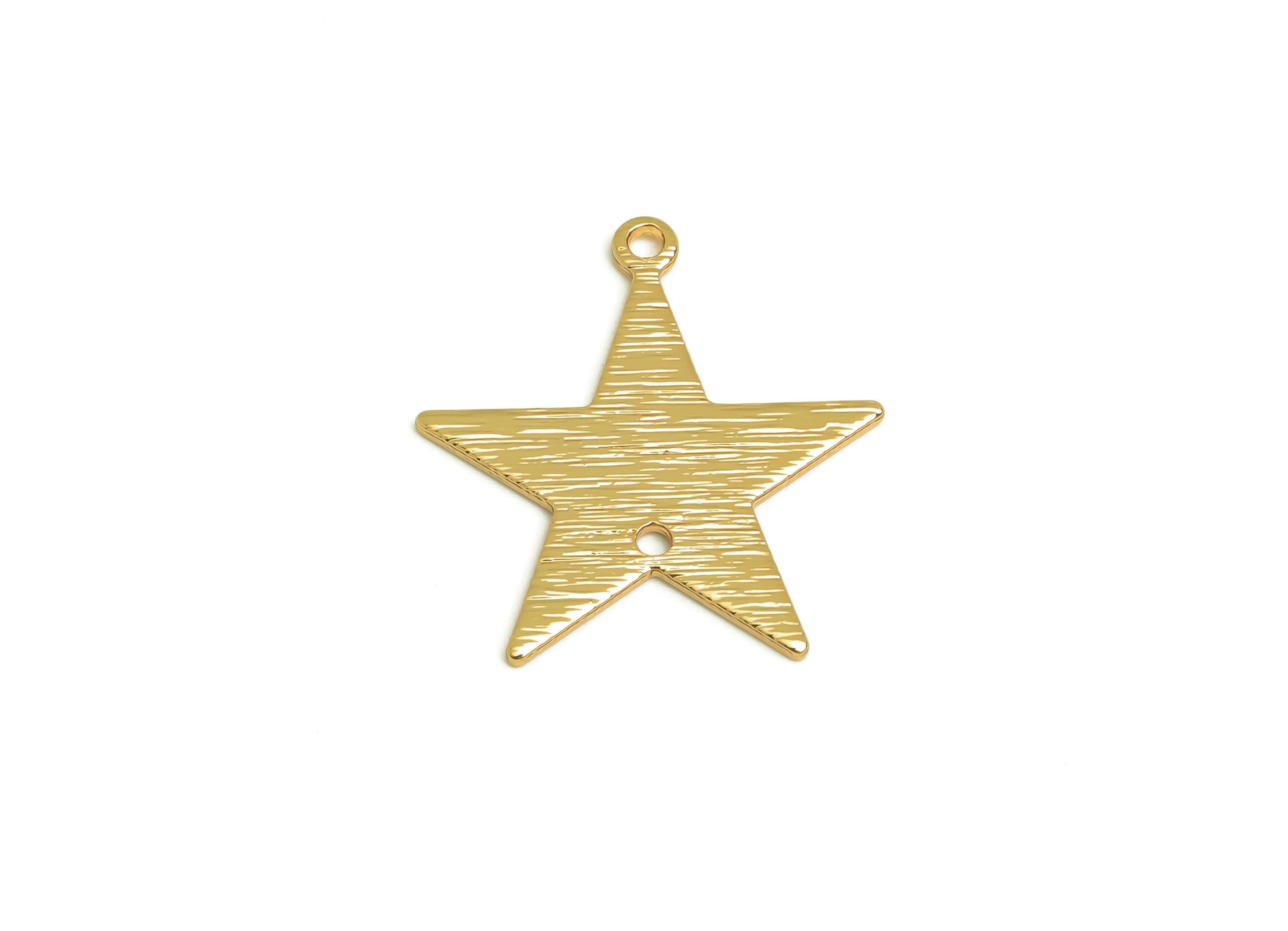 Brass Textured Star Earring Connector - Raw Brass Five-Pentagram Star Earring Charms - Jewelry Making Supplies - 22x20x0.9mm - PP10348 - DOMEDBAZAAR