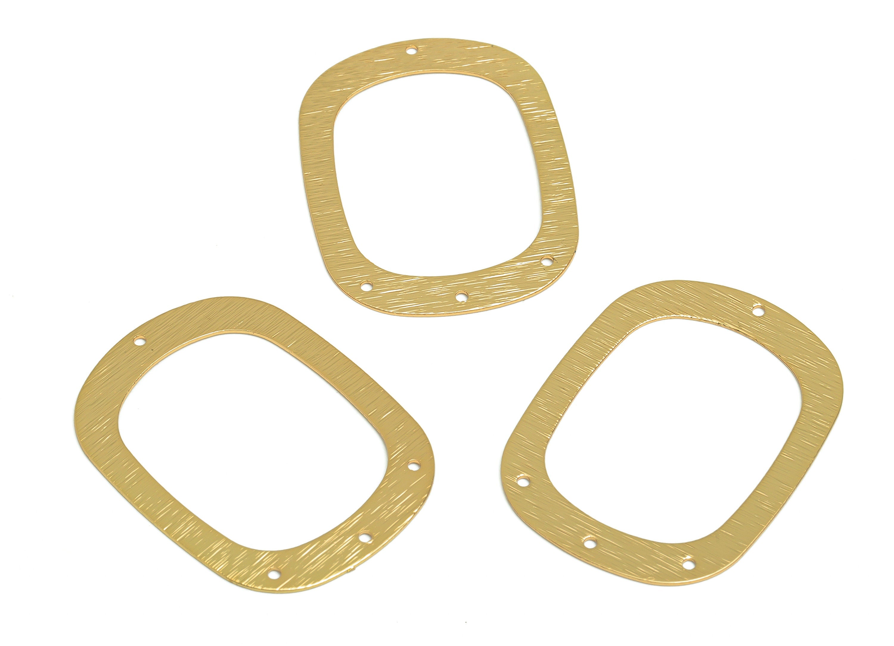 Brass Oval Connectors - Raw Brass Textured Oval Connectors - 4 Holes - Earring Connectors - Jewelry DIY Connectors - 36x27x0.5mm - PP10344 - DOMEDBAZAAR