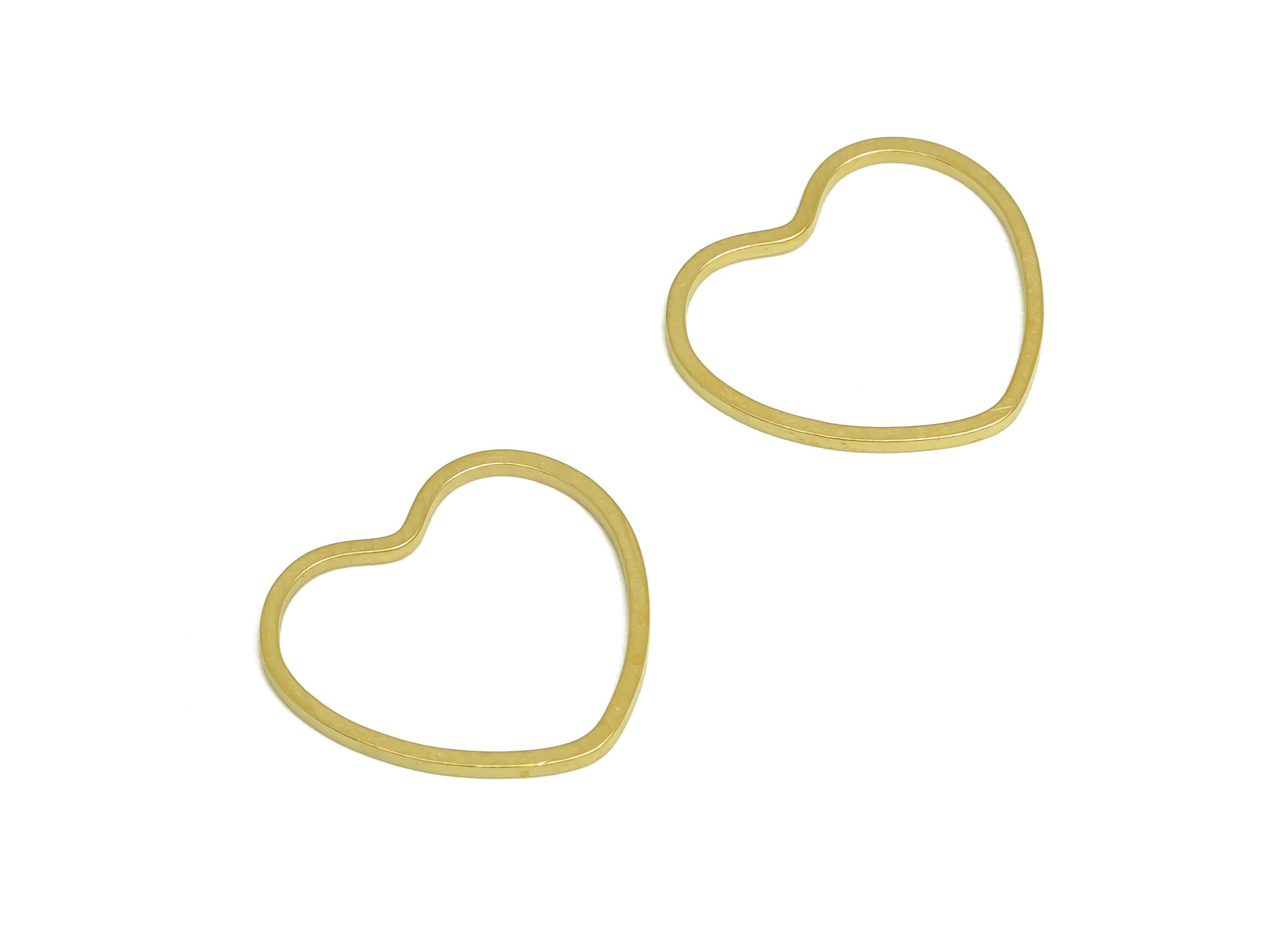 15*16 Brass Heart Charms - Raw Brass Heart Earring Charm - Brass Heart Connector - Brass Heart Wire Earring Cham - 16x14x1mm - PP10362-15*16 - DOMEDBAZAAR